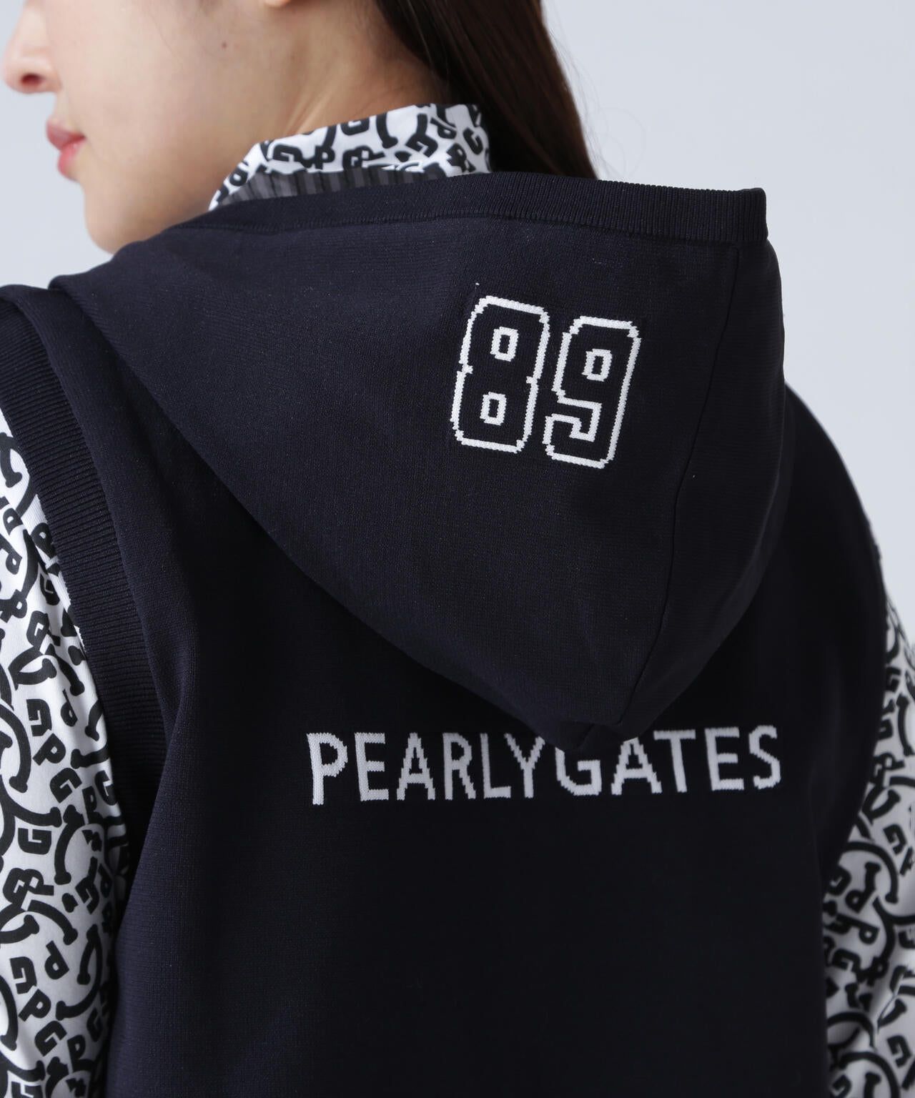 ジャガードリバーシブル フルジップフーディニットベスト | PEARLY