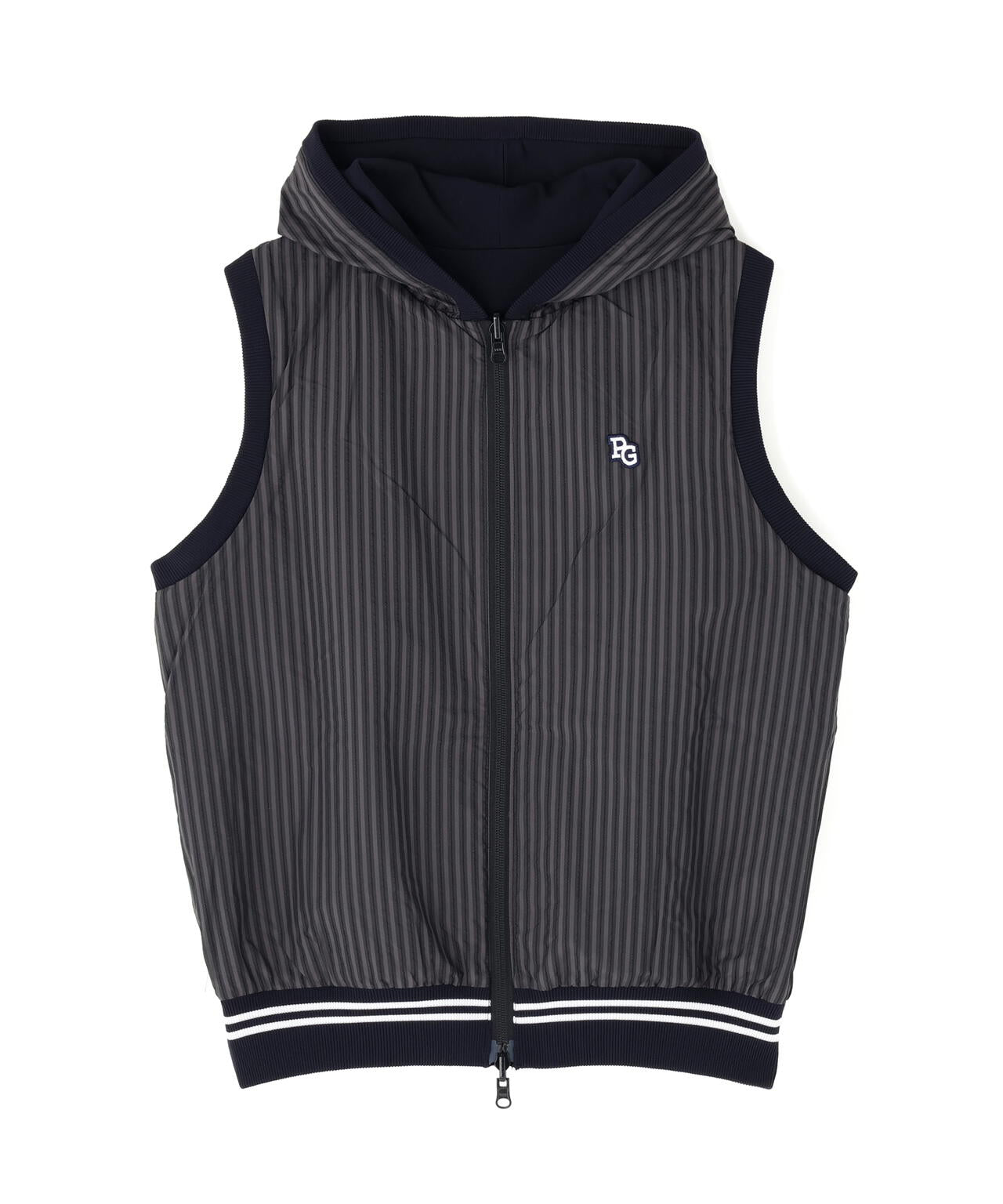 ジャガードリバーシブル フルジップフーディニットベスト