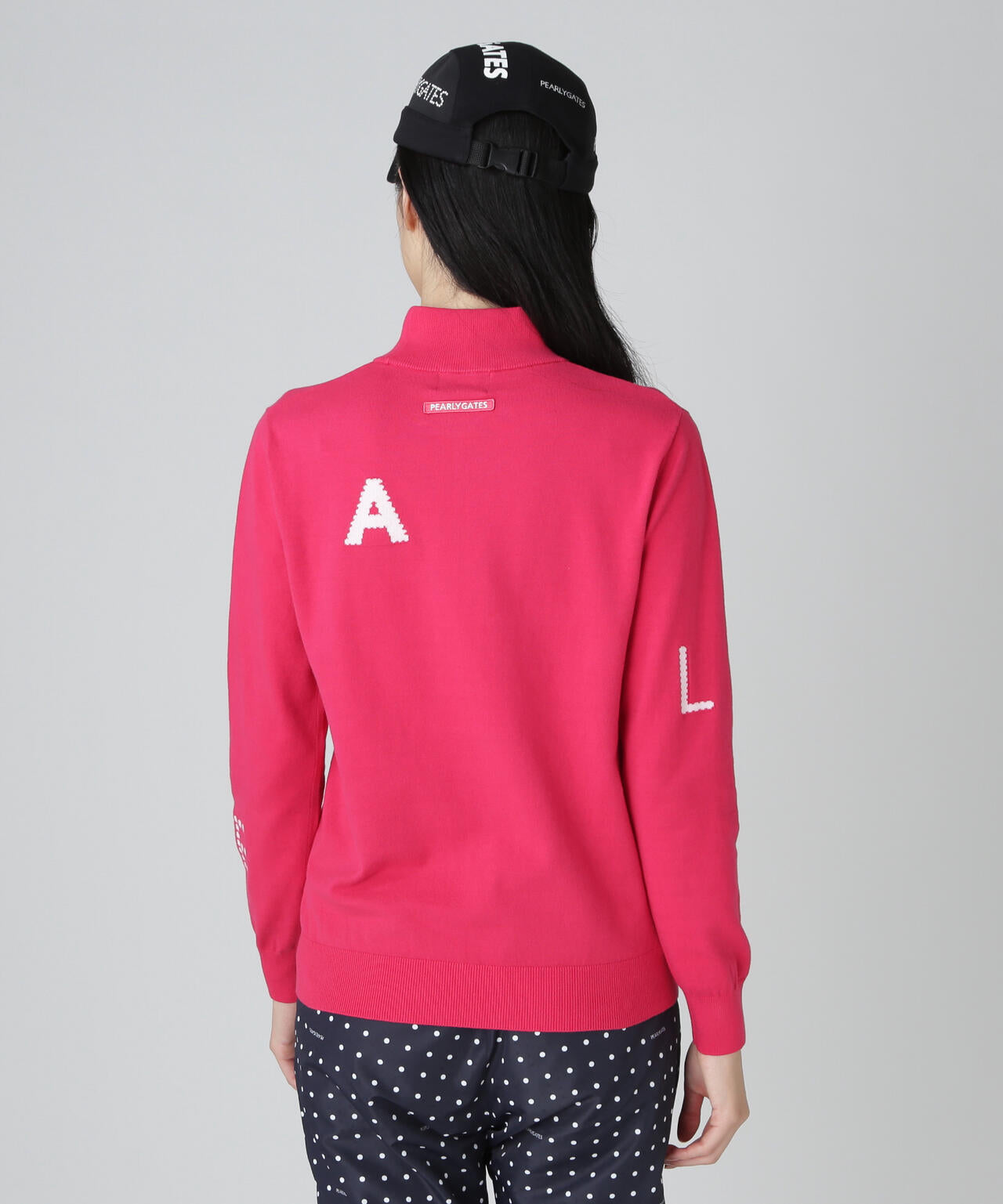 12G部分ジャガードカシミヤタッチコットンハイネックニットプルオーバー