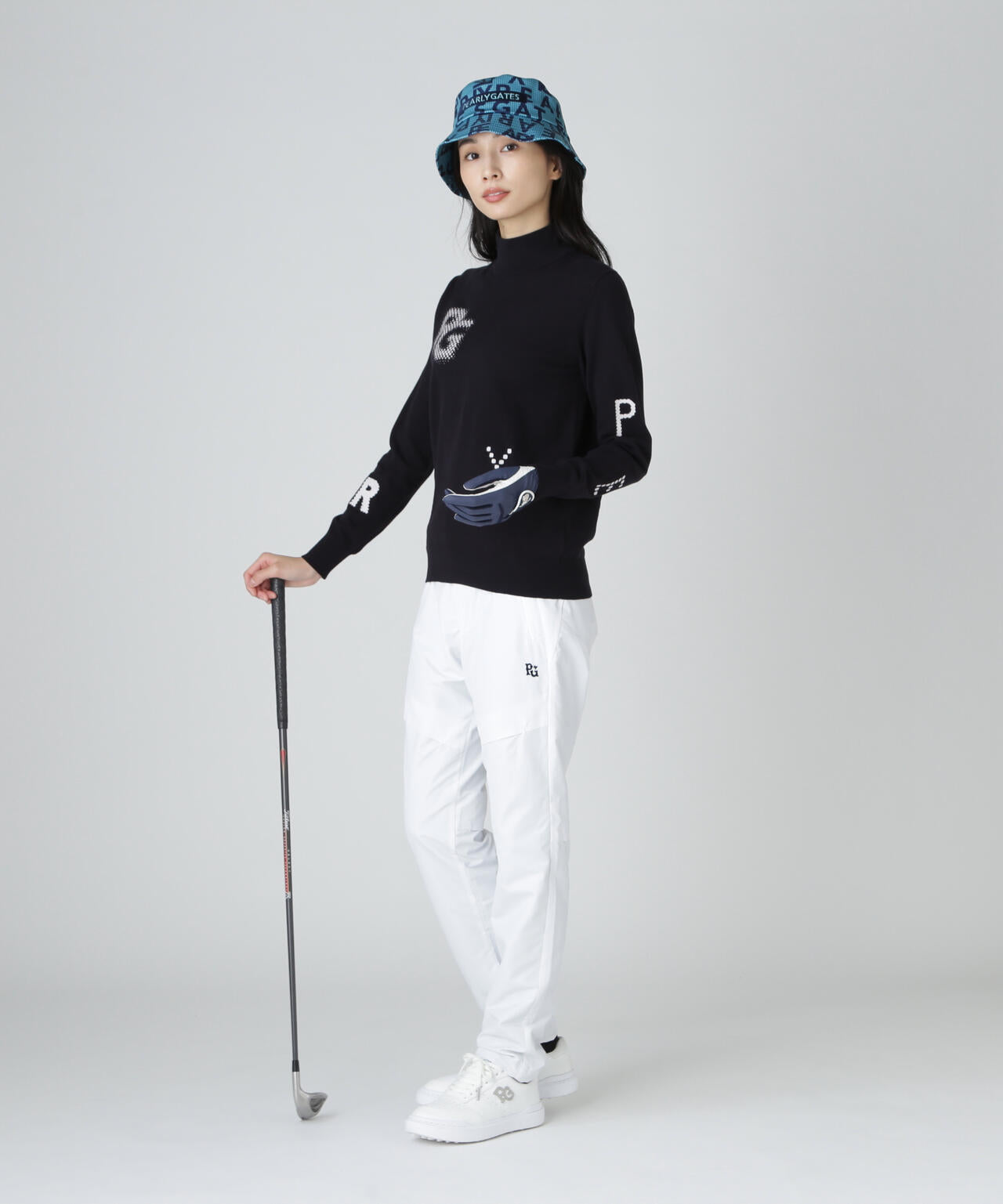 12G部分ジャガードカシミヤタッチコットンハイネックニットプルオーバー