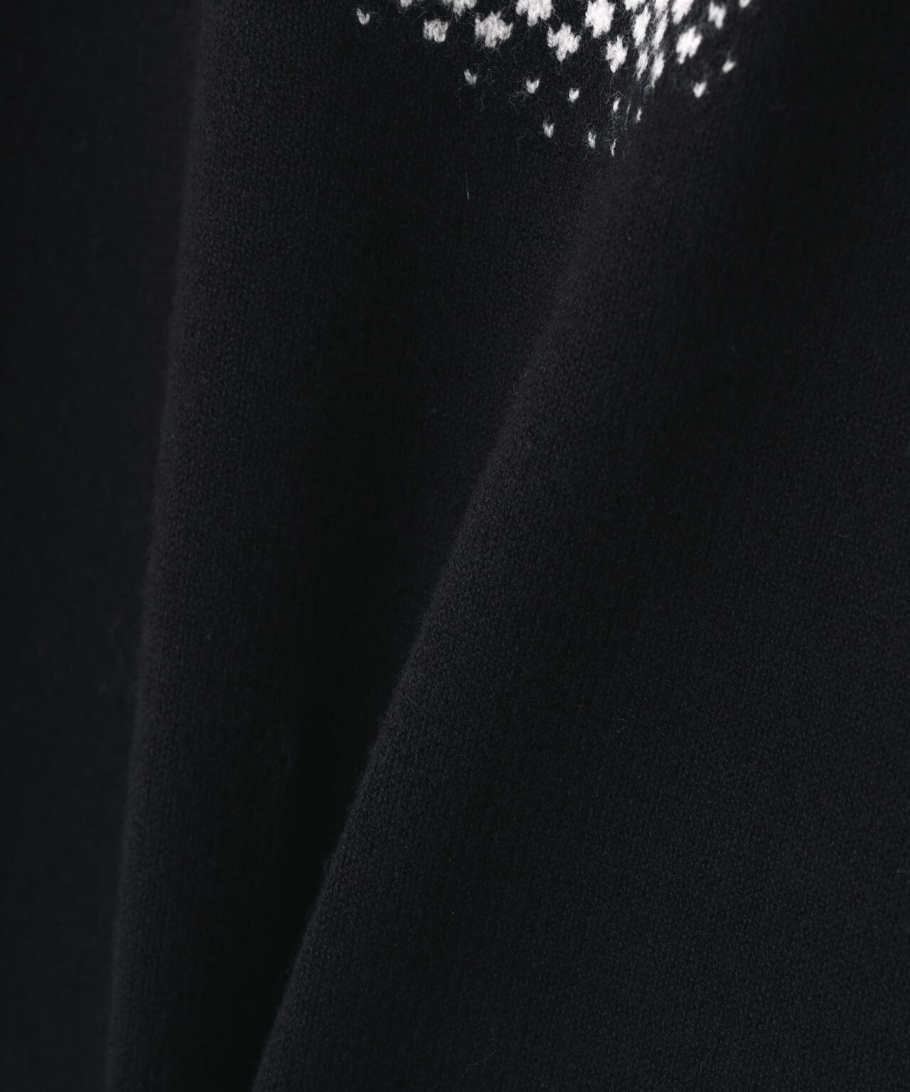 12G部分ジャガードカシミヤタッチコットンハイネックニットプルオーバー