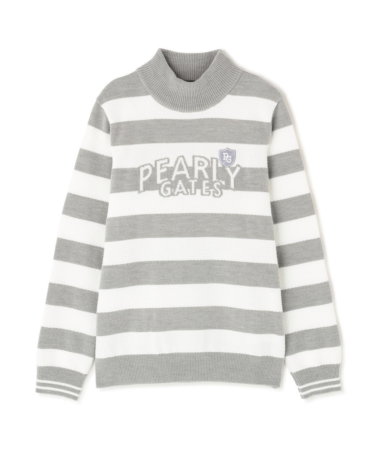 10G天竺ボーダー柄モックネックニットプルオーバー | PEARLY GATES