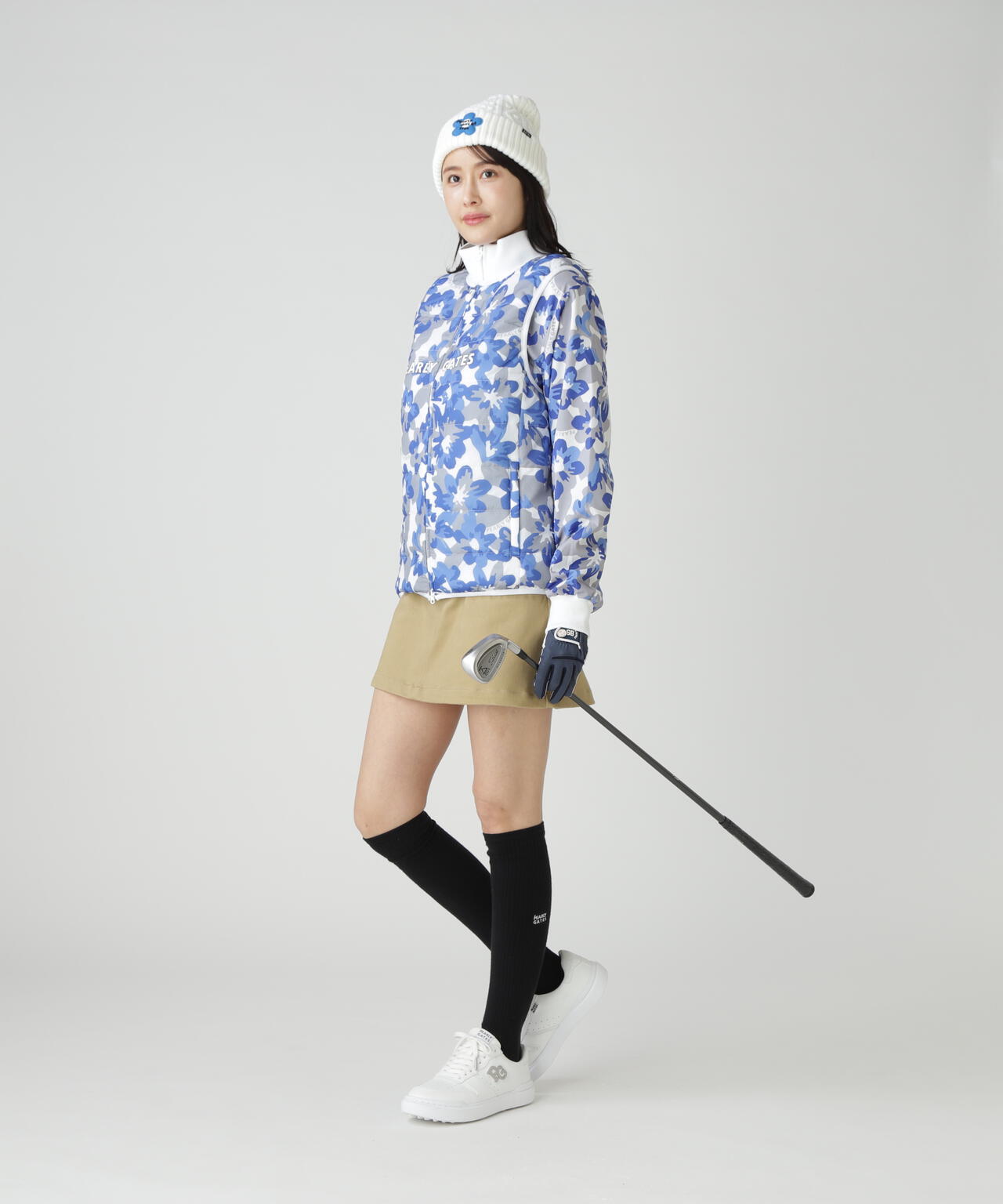 PGisPGNyリップ＿タフレックス×サーモトロン中綿ツインブルゾン ＜ラフ花ロゴ小柄＞