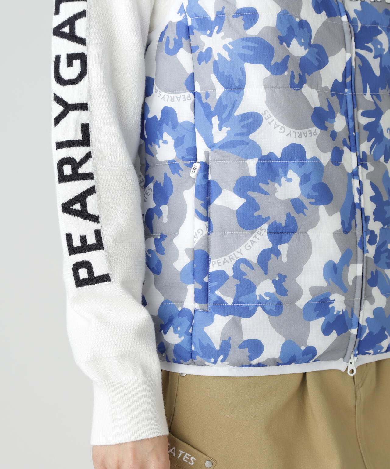 PGisPGNyリップ＿タフレックス×サーモトロン中綿ツインブルゾン ＜ラフ花ロゴ小柄＞