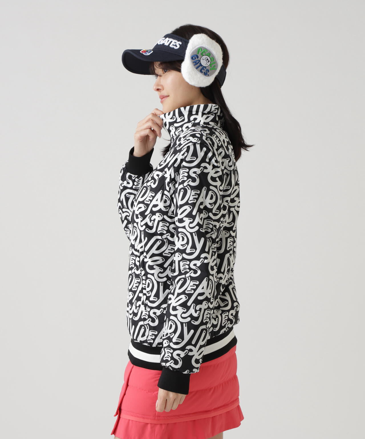 Nyストレッチリップストップ×超KARUISHI中綿リバーシブルスタンドブルゾン ＜ぷにぷにロゴ柄＞