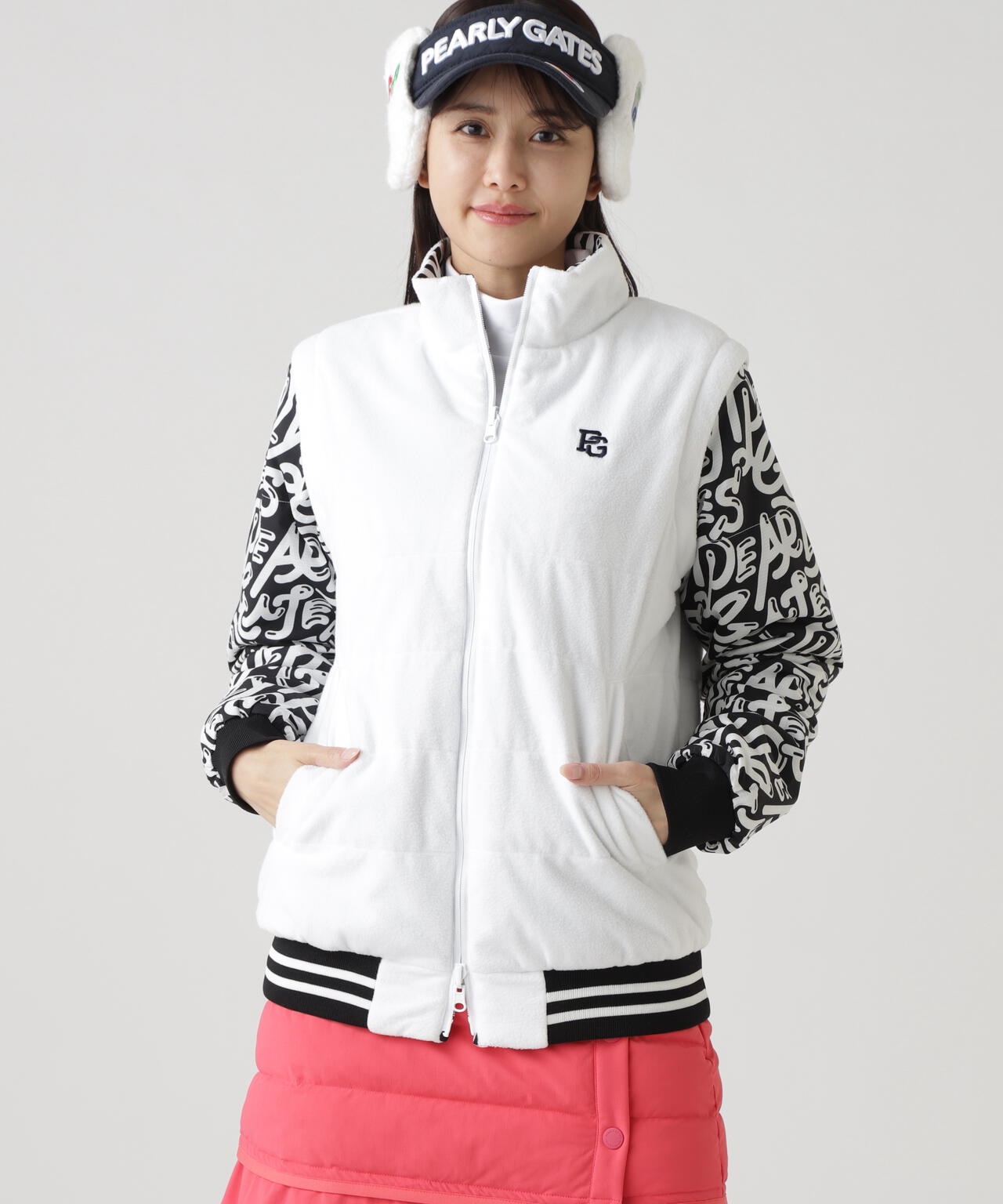 Nyストレッチリップストップ×超KARUISHI中綿リバーシブルスタンドブルゾン ＜ぷにぷにロゴ柄＞