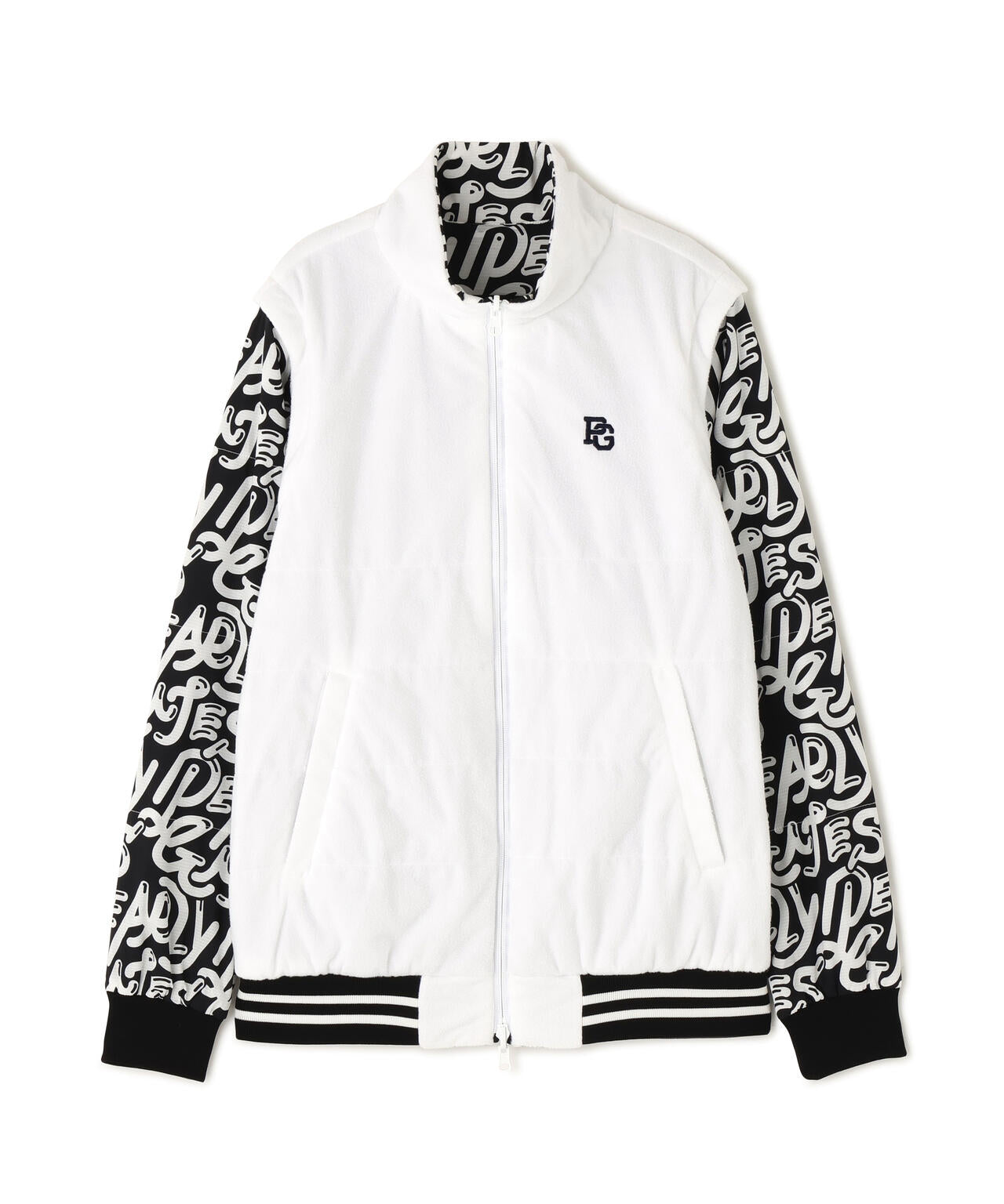 Nyストレッチリップストップ×超KARUISHI中綿リバーシブルスタンドブルゾン ＜ぷにぷにロゴ柄＞