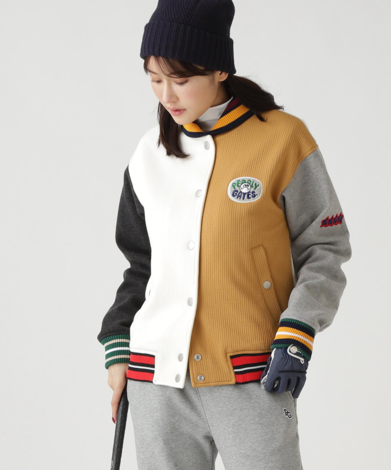 極美品 PEARLY GATES 裏起毛 ストレッチパンツ 星条旗パッチ L PEARLY GATES ストレッチロングパンツ 裏起毛 星条旗ワッペン 00