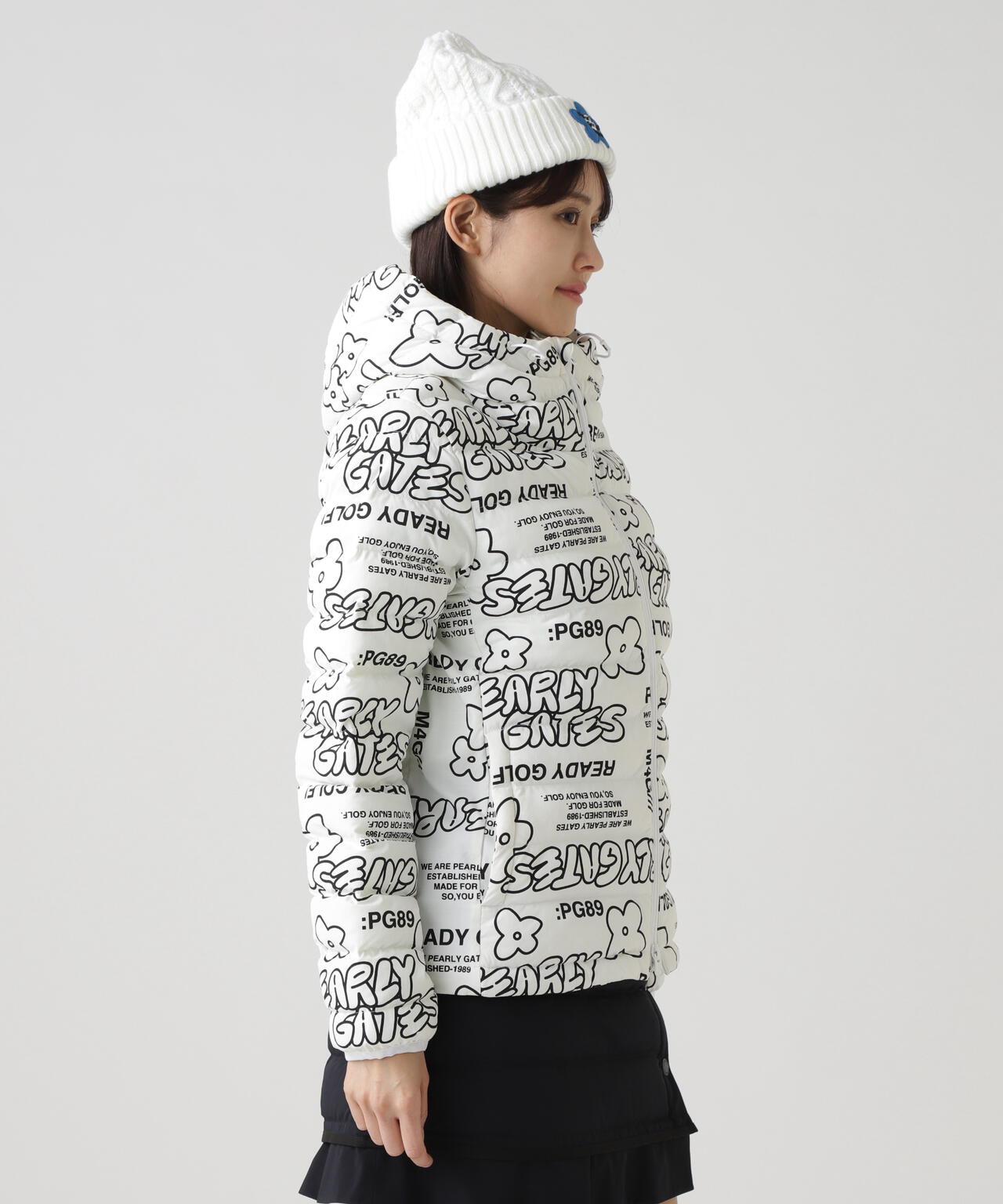 NyストレッチBIGリップストップ中綿フーディブルゾン ＜ストリート花柄