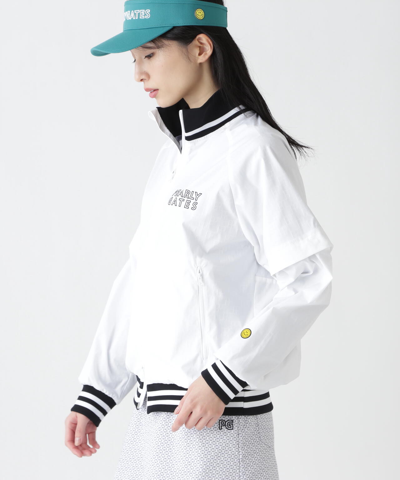 ロゴジャガードポリエステルタフタジップアップブルゾン | PEARLY