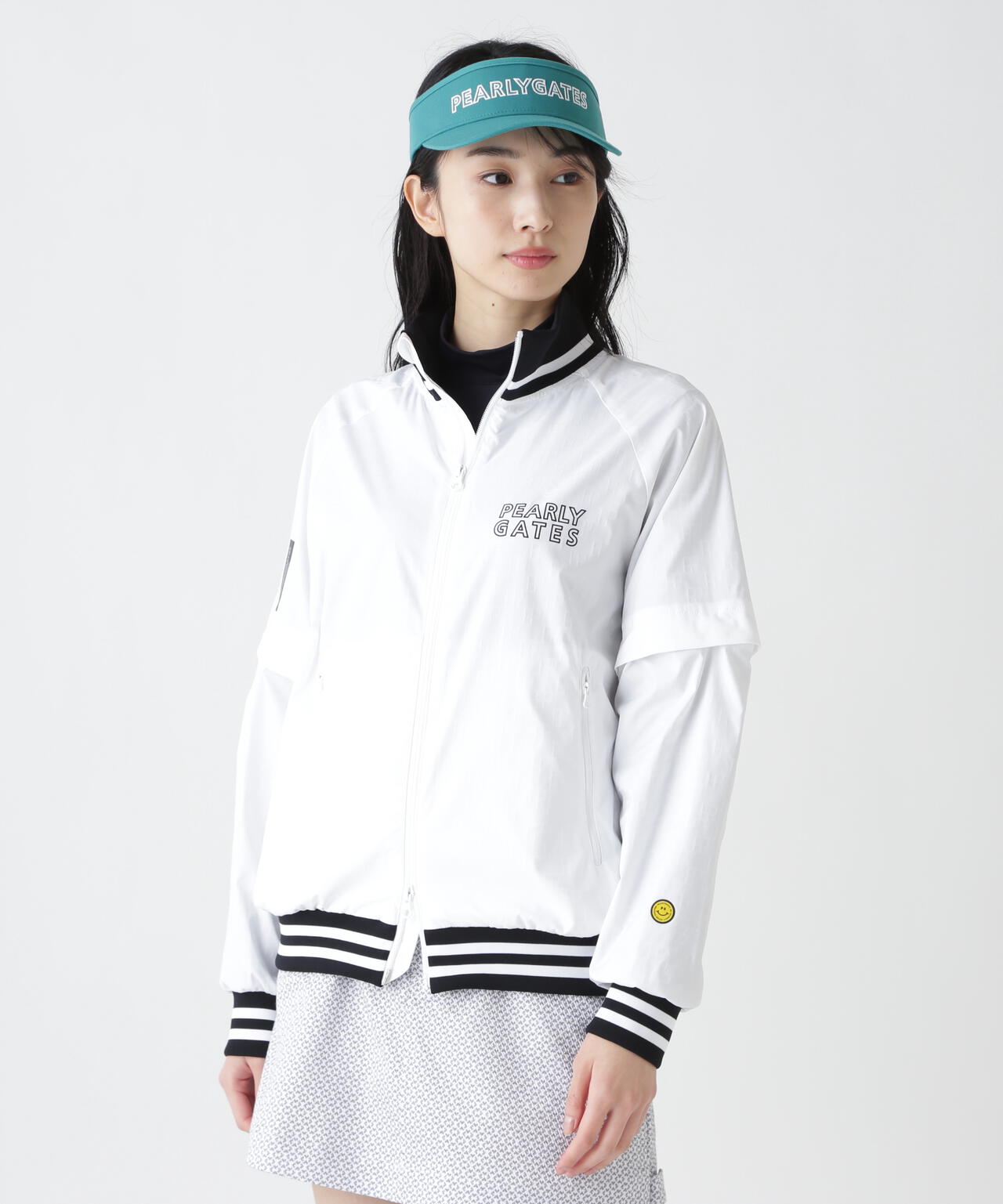 ロゴジャガードポリエステルタフタジップアップブルゾン