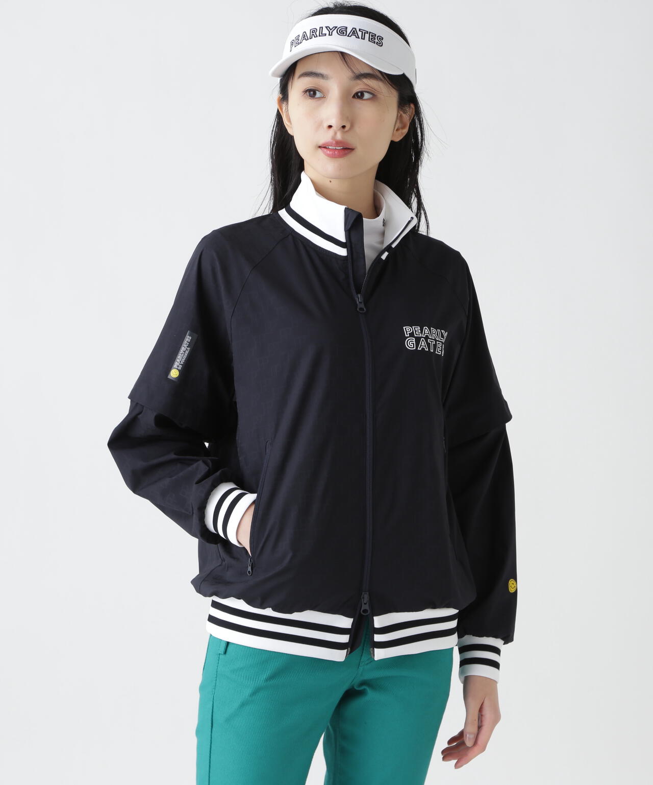 PG is PG ロゴジャガードポリエステルタフタジップアップブルゾン