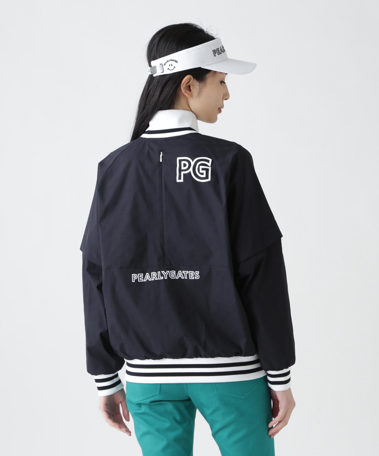 PG is PG ロゴジャガードポリエステルタフタジップアップブルゾン