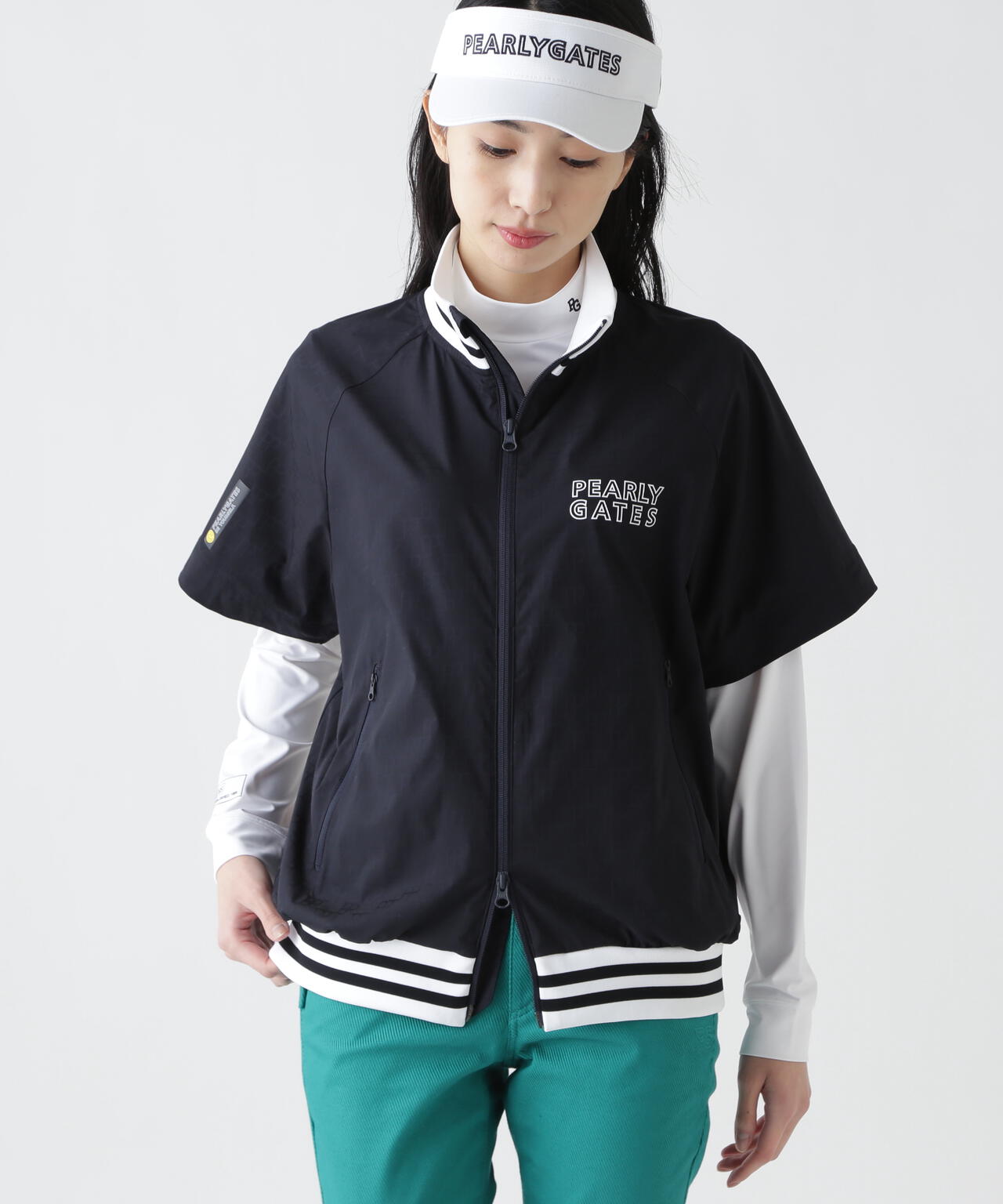 ロゴジャガードポリエステルタフタジップアップブルゾン | PEARLY