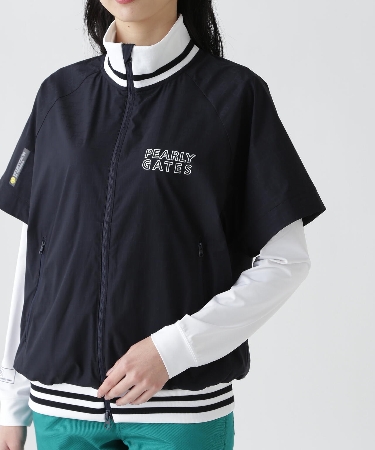 PG is PG ロゴジャガードポリエステルタフタジップアップブルゾン