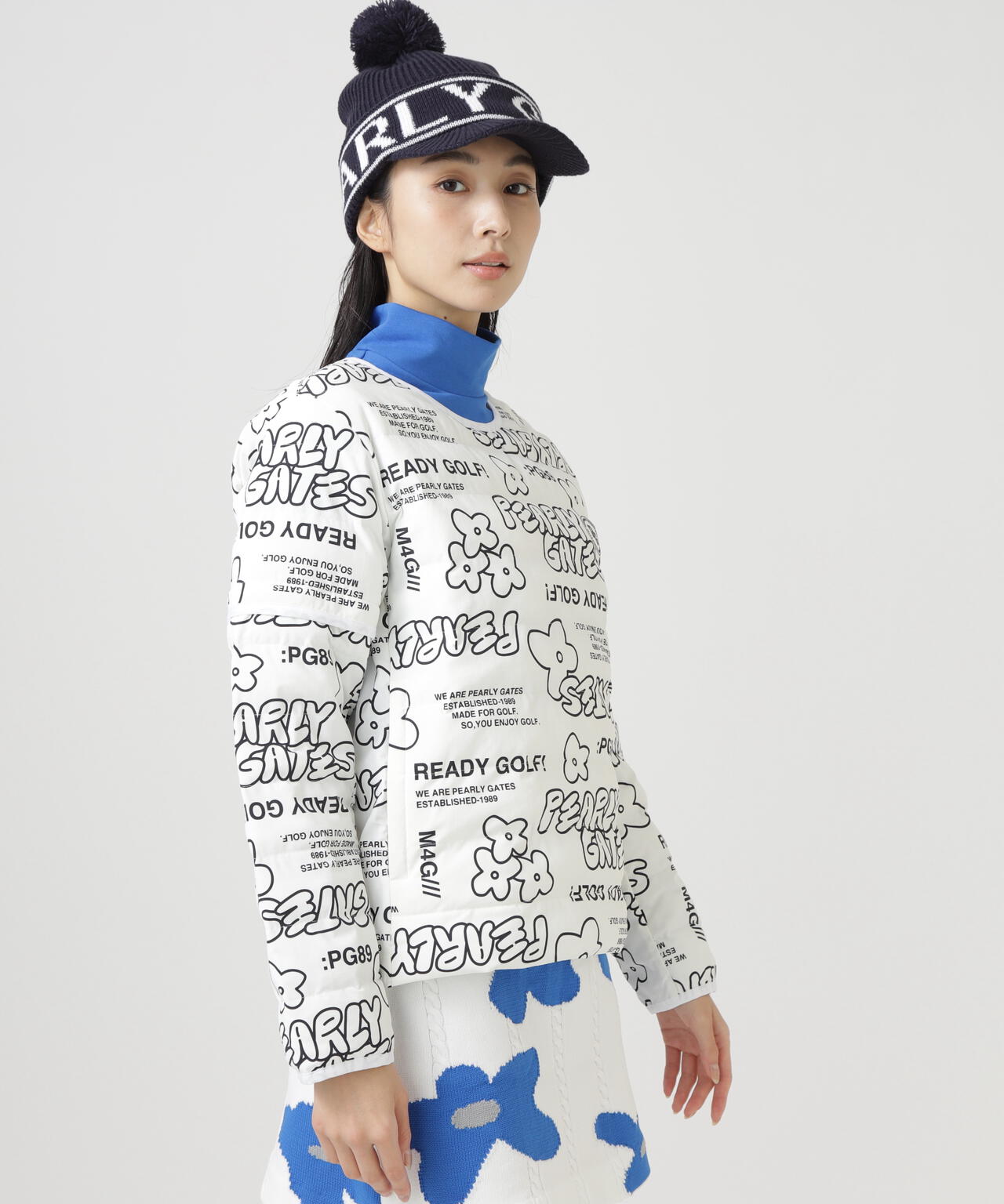 NyストレッチBIGリップストップ中綿2WAYスニードジャック ＜ロゴ×花柄＞