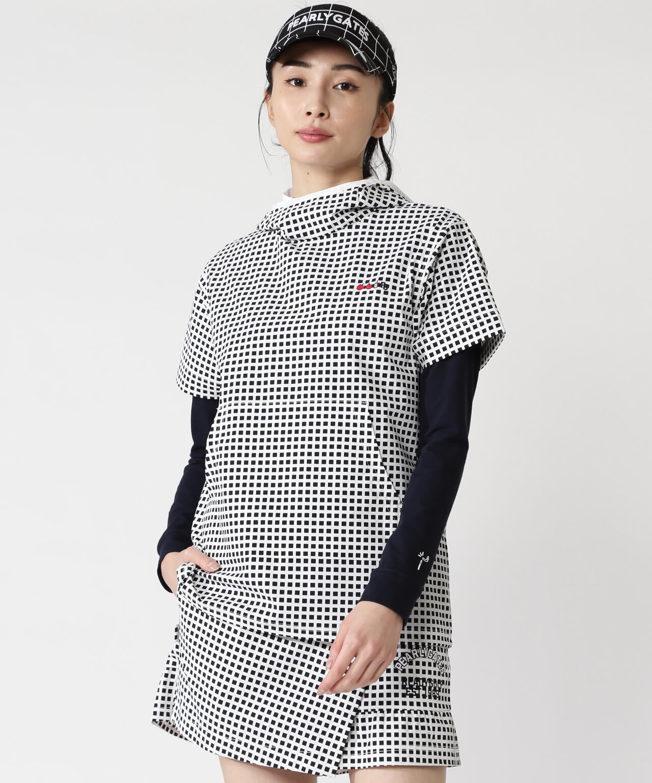 【美品】パーリーゲイツ　裏地防風付きニット　ネイビー　サイズ5（L）　スニード PEARLY GATES パーリーゲイツ カシミヤ ニットセーター ネイビー系 0