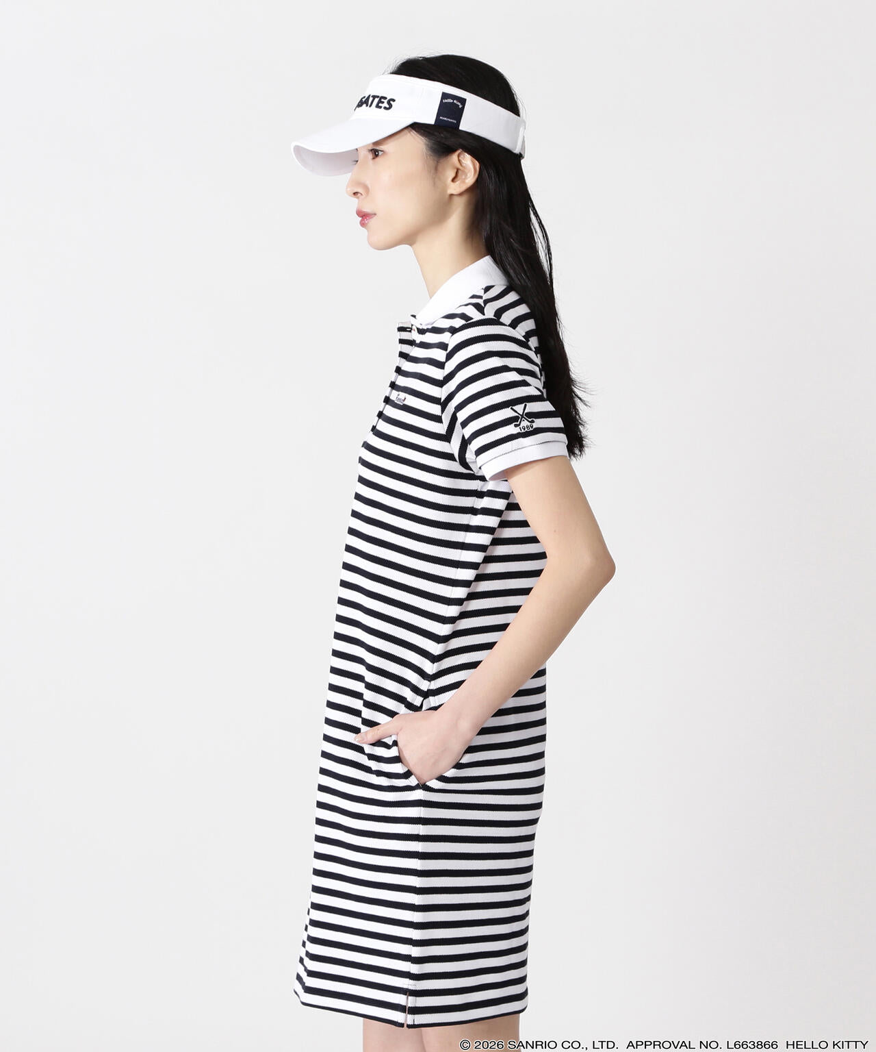 Hello Kitty×PEARLY GATES】T/Cカノコ半袖ポロワンピース ＜ボーダー