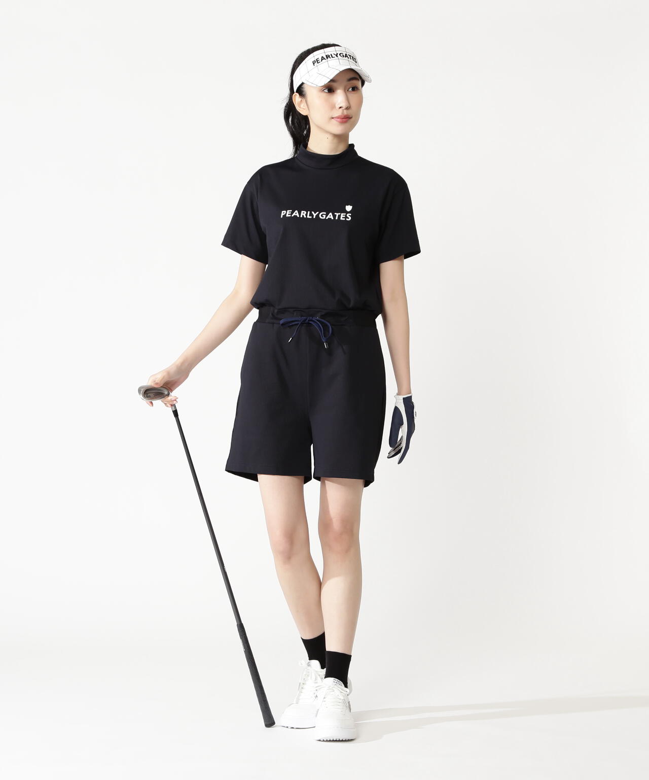 ワッフルメッシュジャージ半袖ハイネックオールインワン | PEARLY