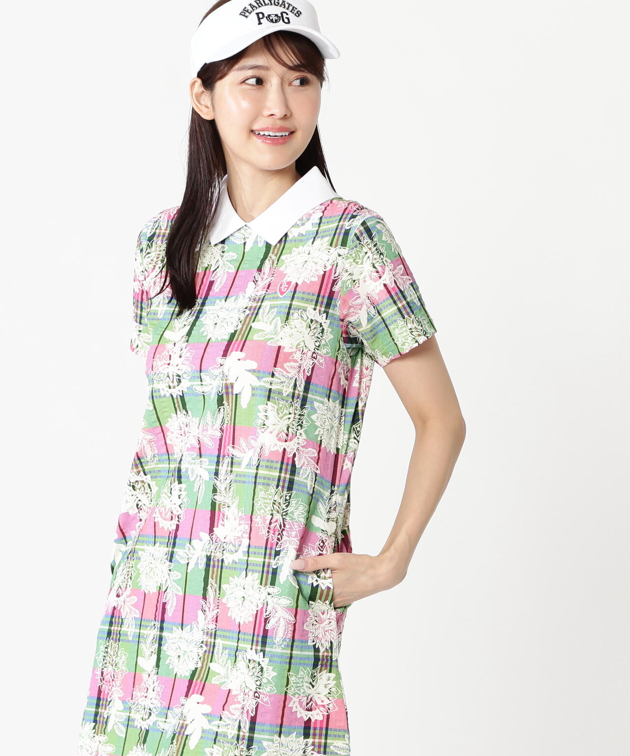 FD30/-×ドライマスター鹿の子サッカーストライプ半袖ワンピース