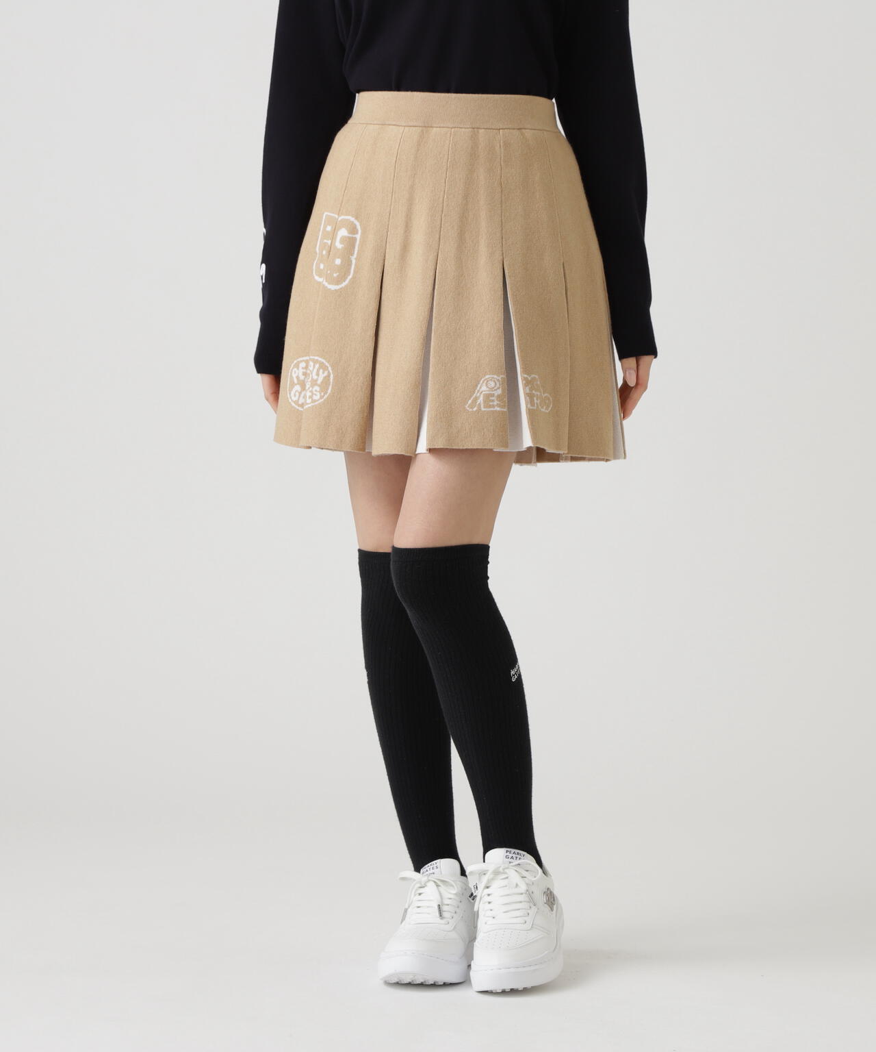 14GダブルJQ×ワッペン風ニットプリーツスカート
