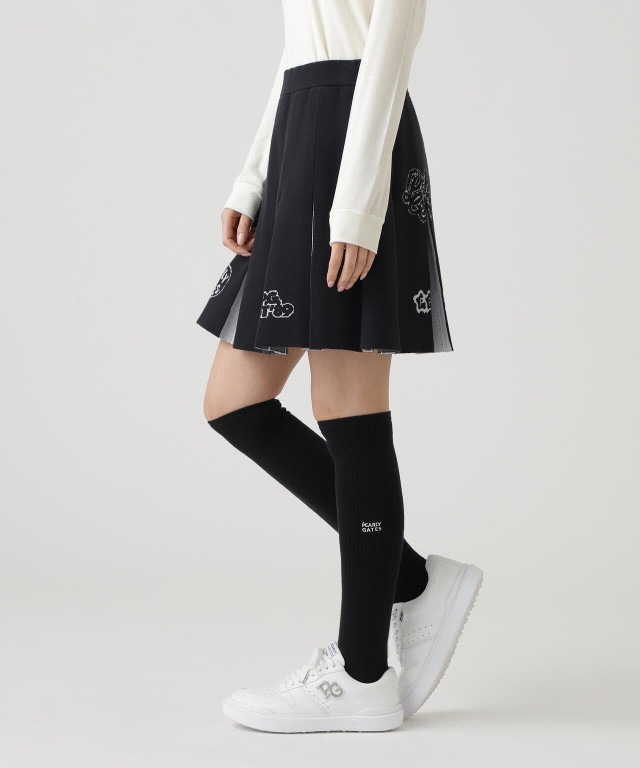 14GダブルJQ×ワッペン風ニットプリーツスカート