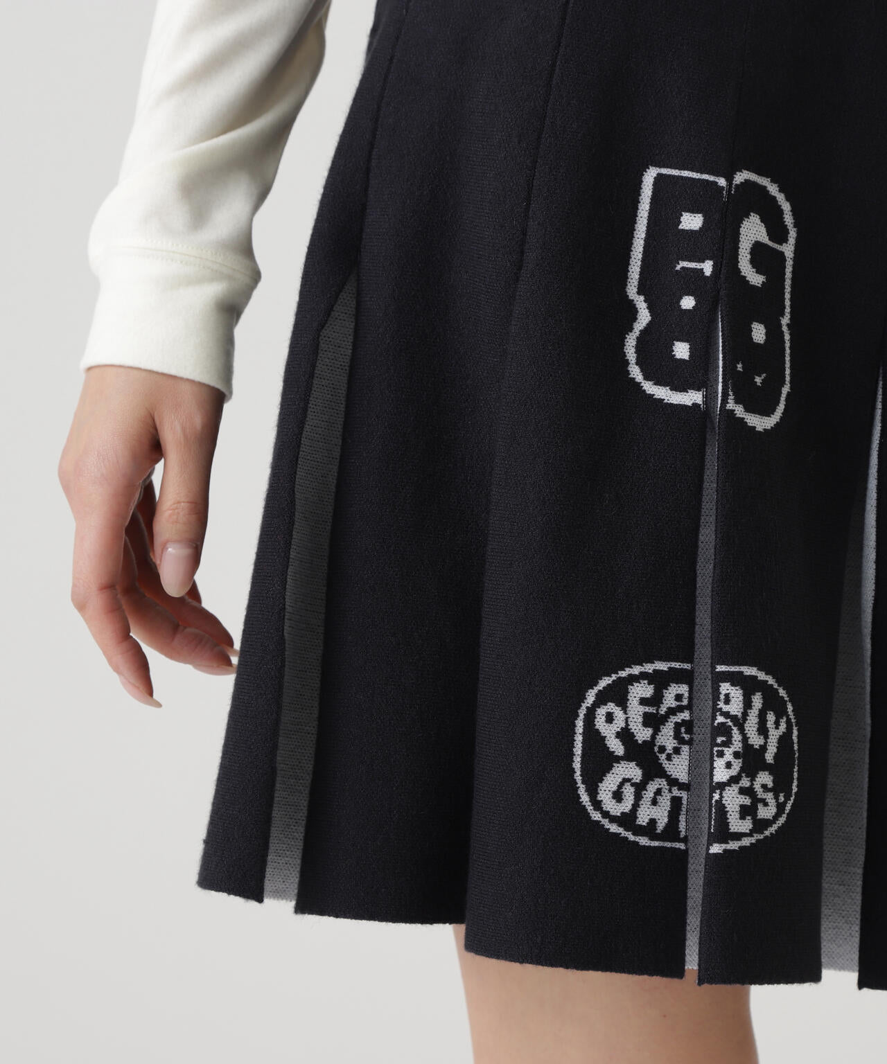 14GダブルJQ×ワッペン風ニットプリーツスカート