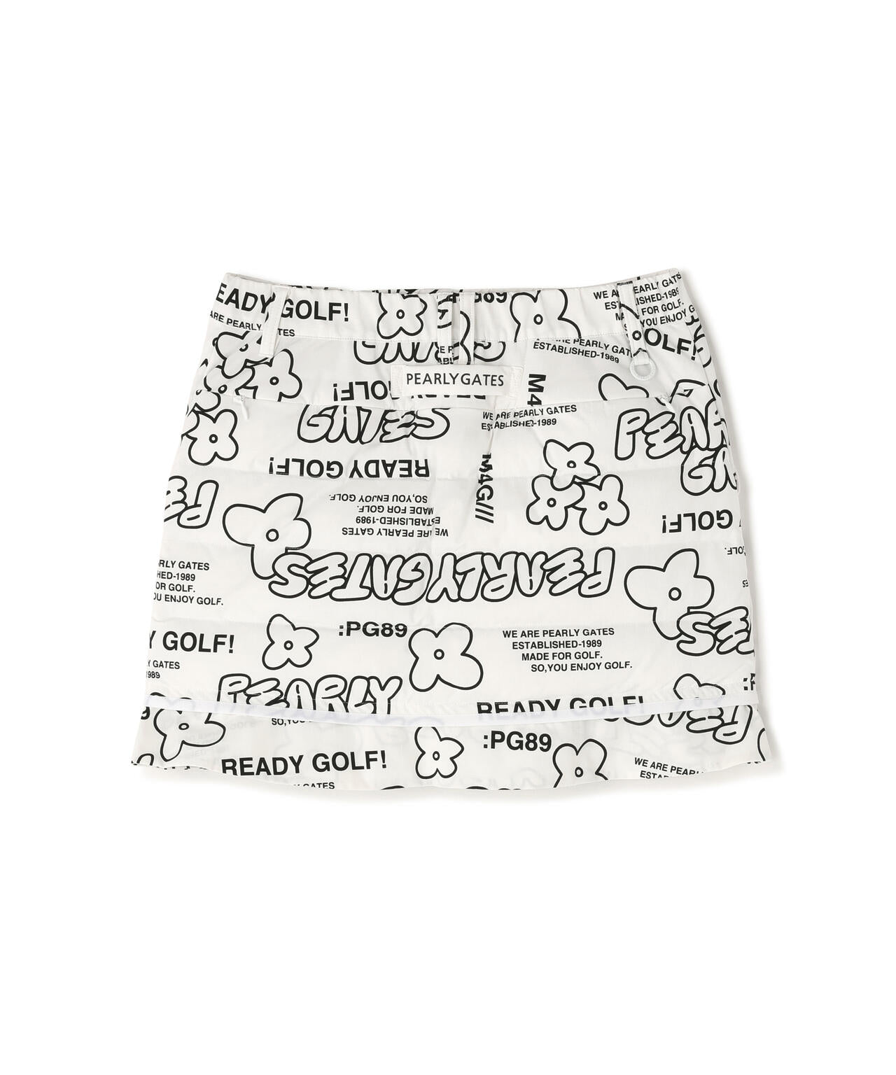 NyストレッチBIGリップストップ中綿ラップ風スカート ＜ロゴ×花柄＞