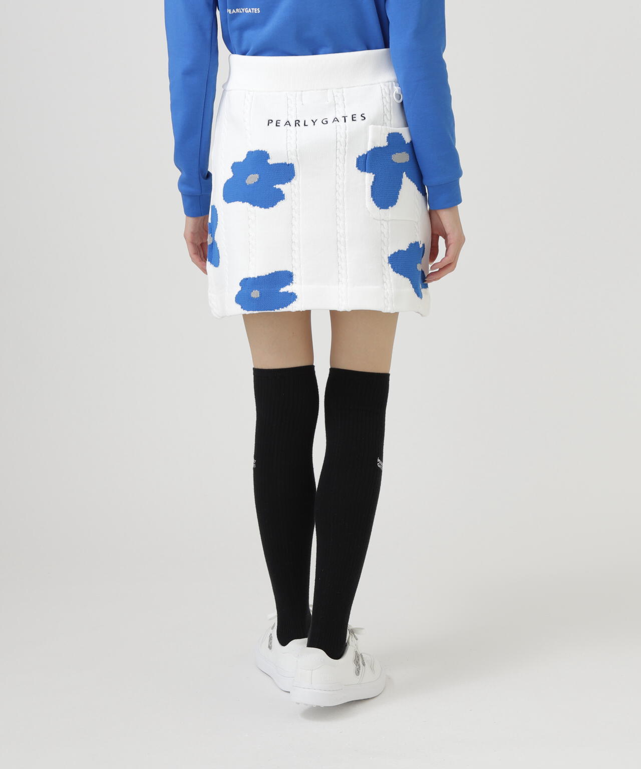 アラン柄×インターシャニットスカート ＜ランダム編みフラワー柄＞