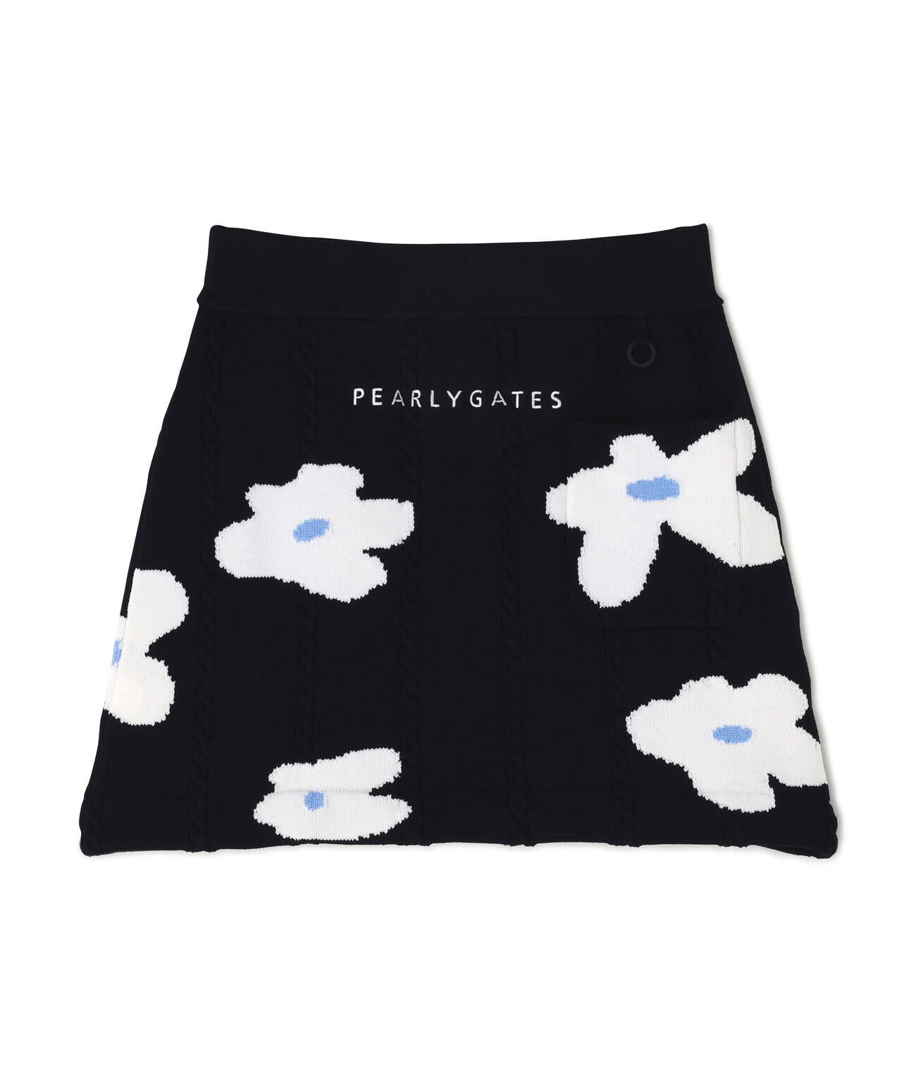 アラン柄×インターシャニットスカート ＜ランダム編みフラワー柄＞