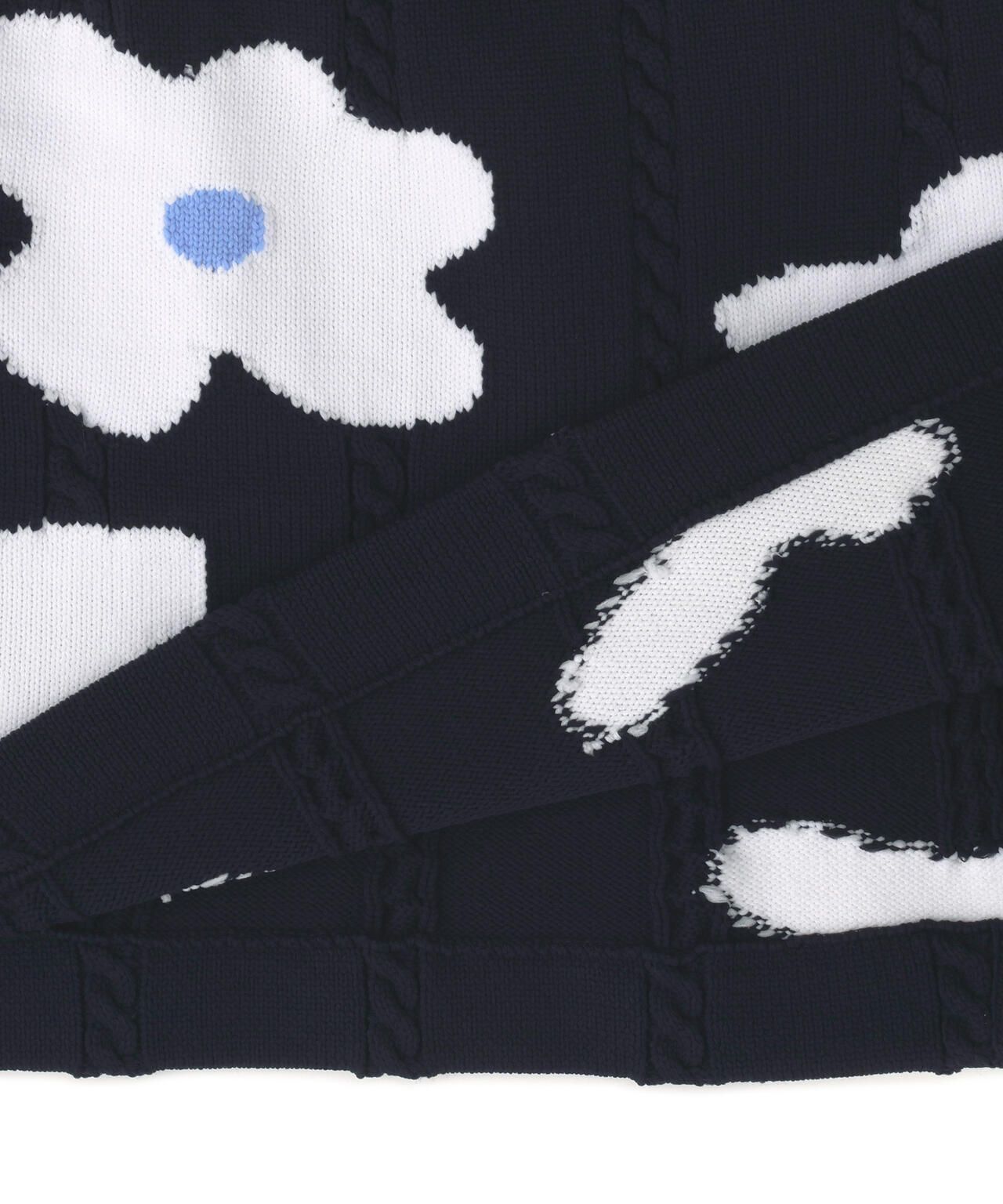 アラン柄×インターシャニットスカート ＜ランダム編みフラワー柄＞