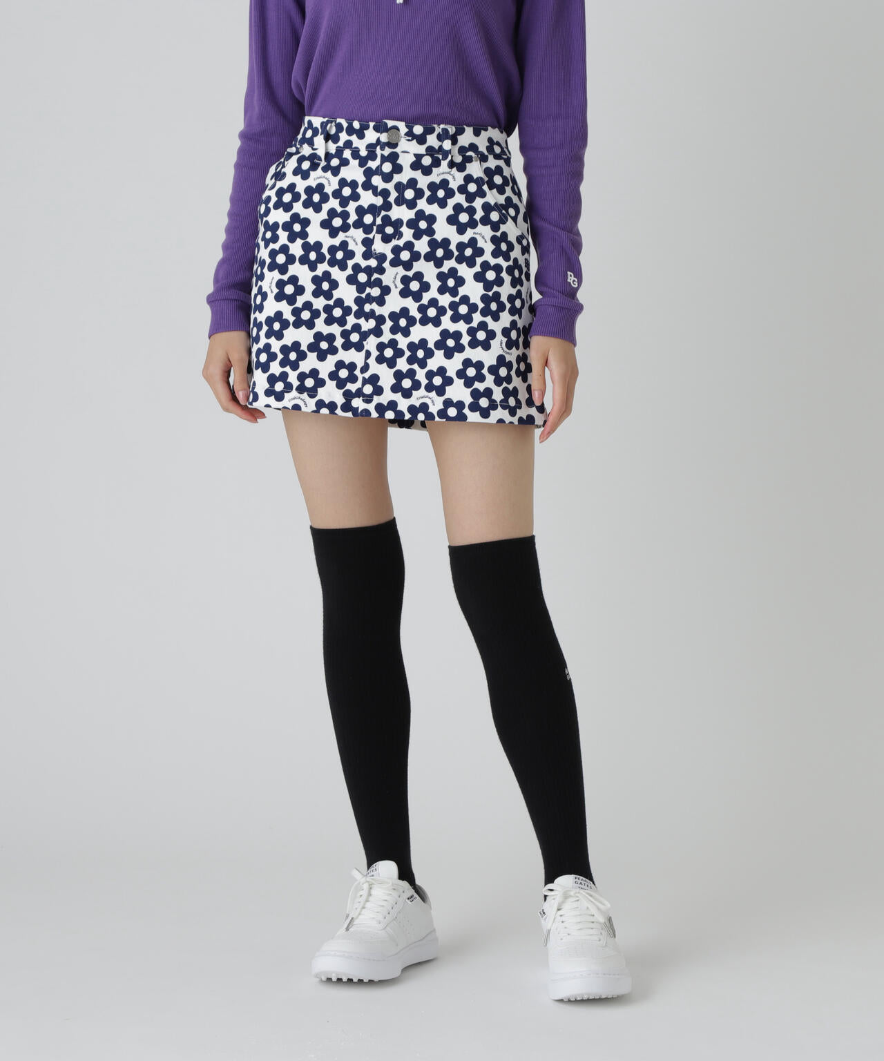 ストレッチサテン表スエードピーチスカート ＜フラット花柄＞ | PEARLY