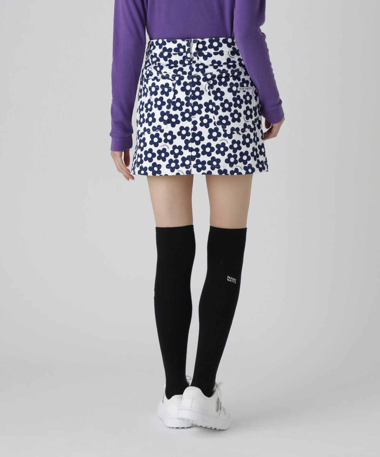 ストレッチサテン表スエードピーチスカート ＜フラット花柄＞