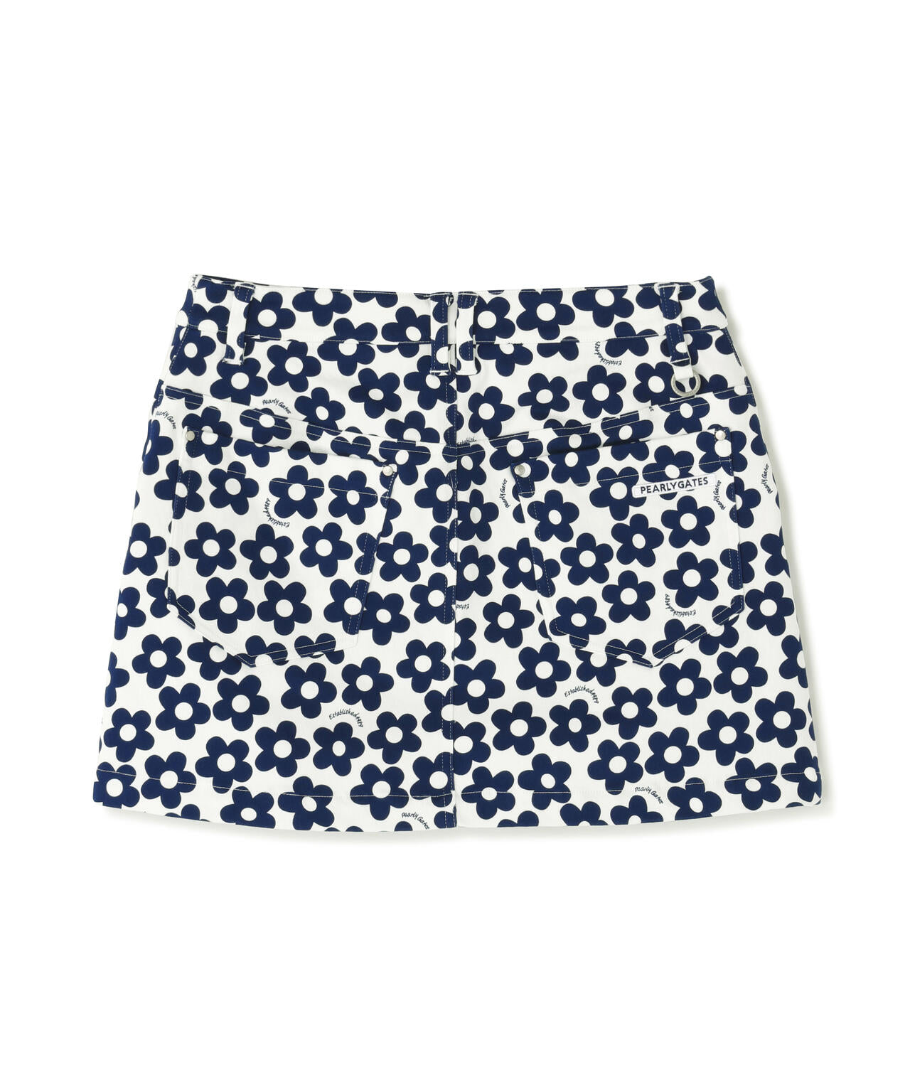 ストレッチサテン表スエードピーチスカート ＜フラット花柄＞