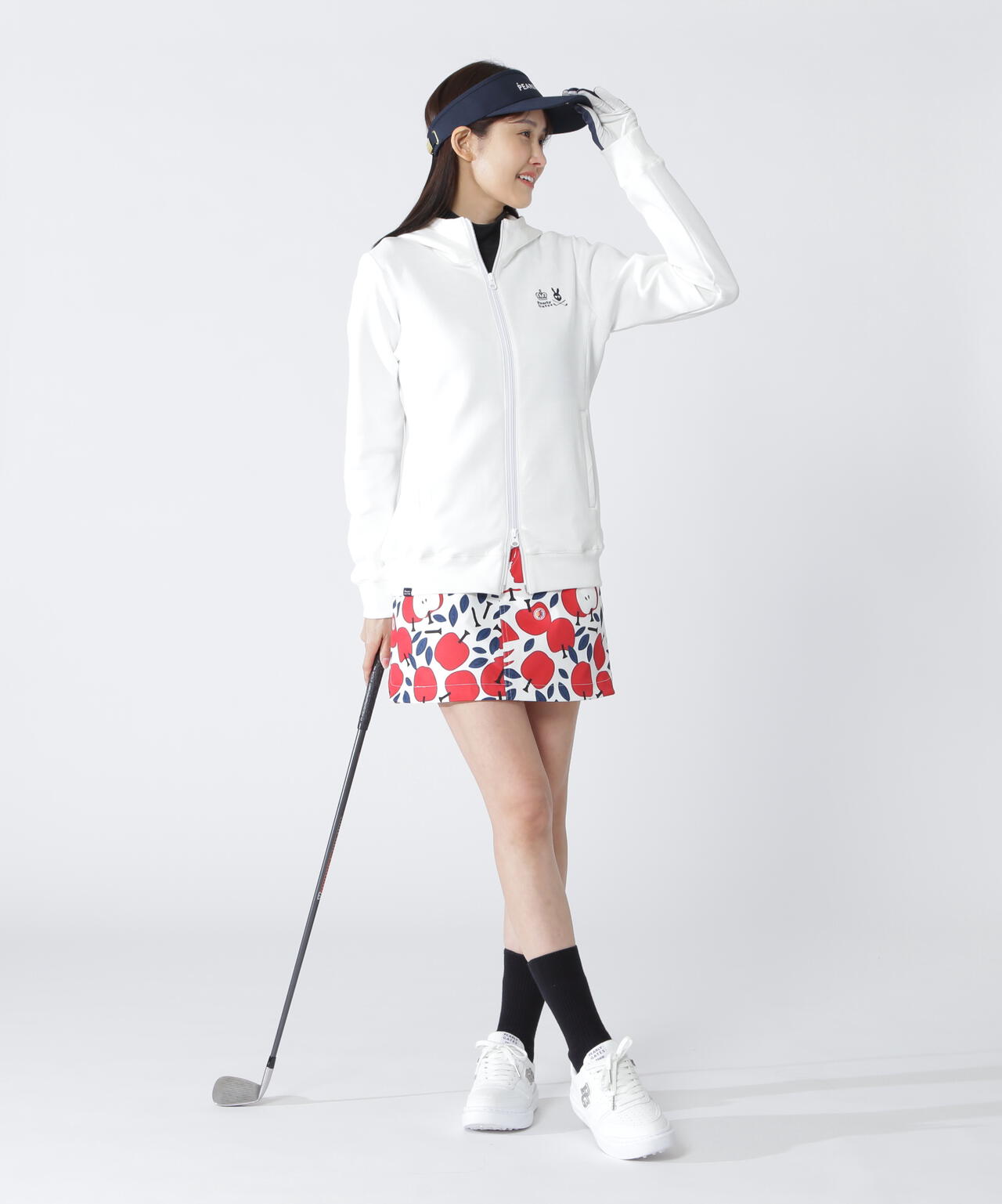 りんご総柄Peストレッチチノスカート