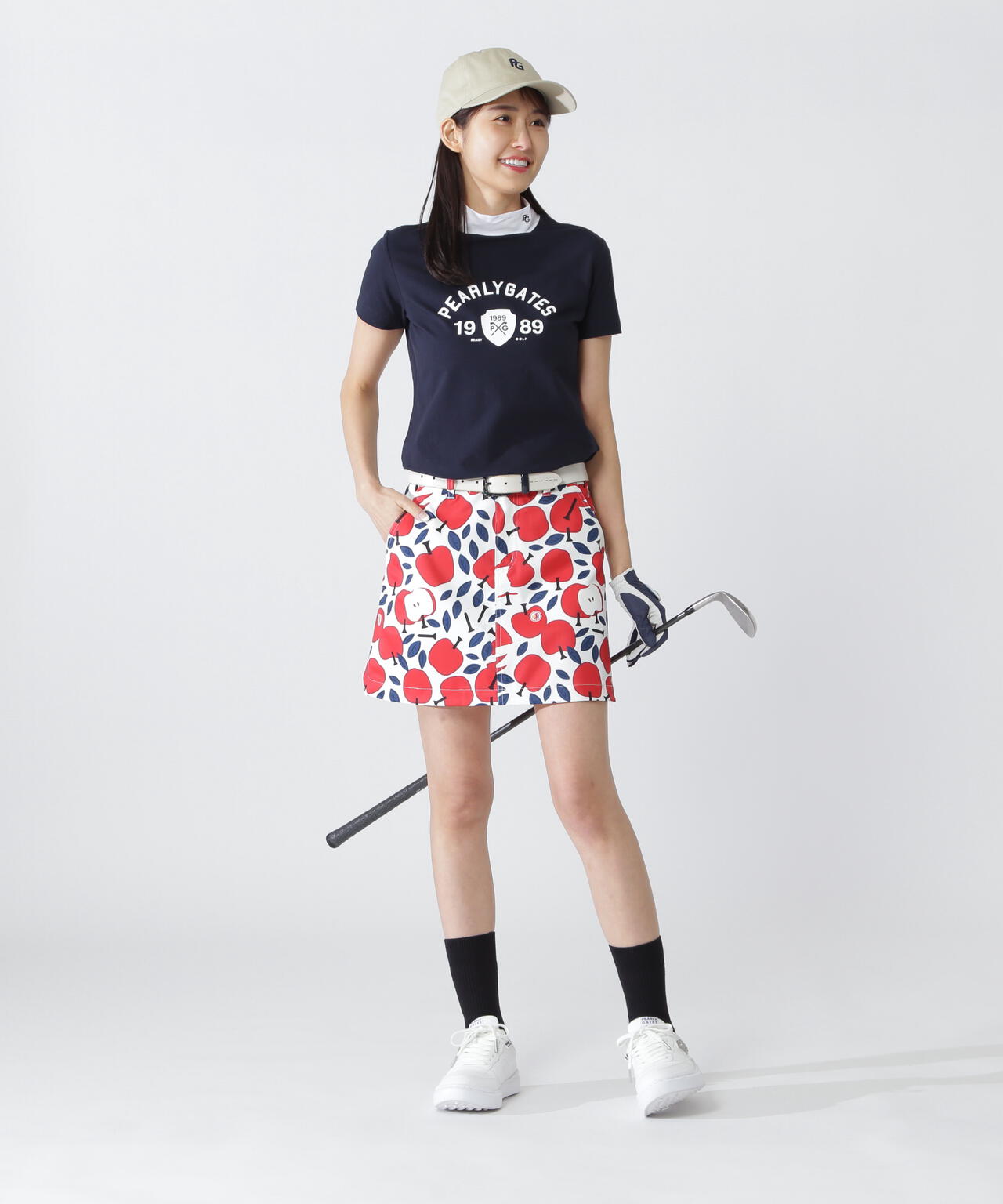 りんご総柄Peストレッチチノスカート