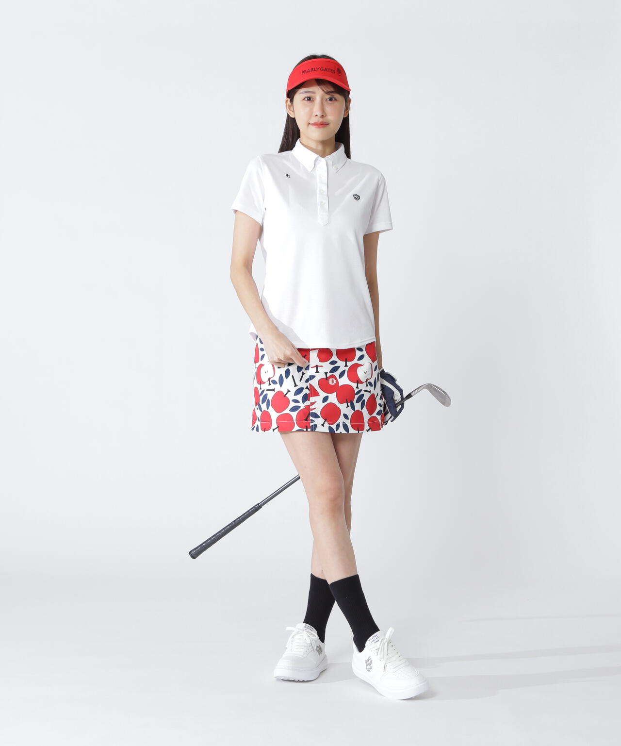 りんご総柄Peストレッチチノスカート