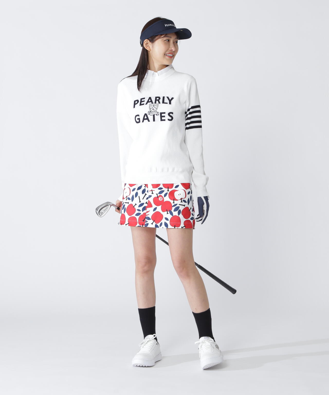 りんご総柄Peストレッチチノスカート