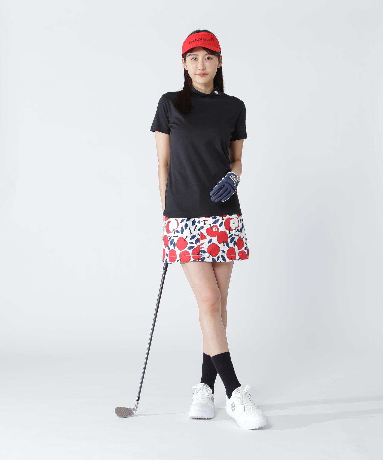 りんご総柄Peストレッチチノスカート