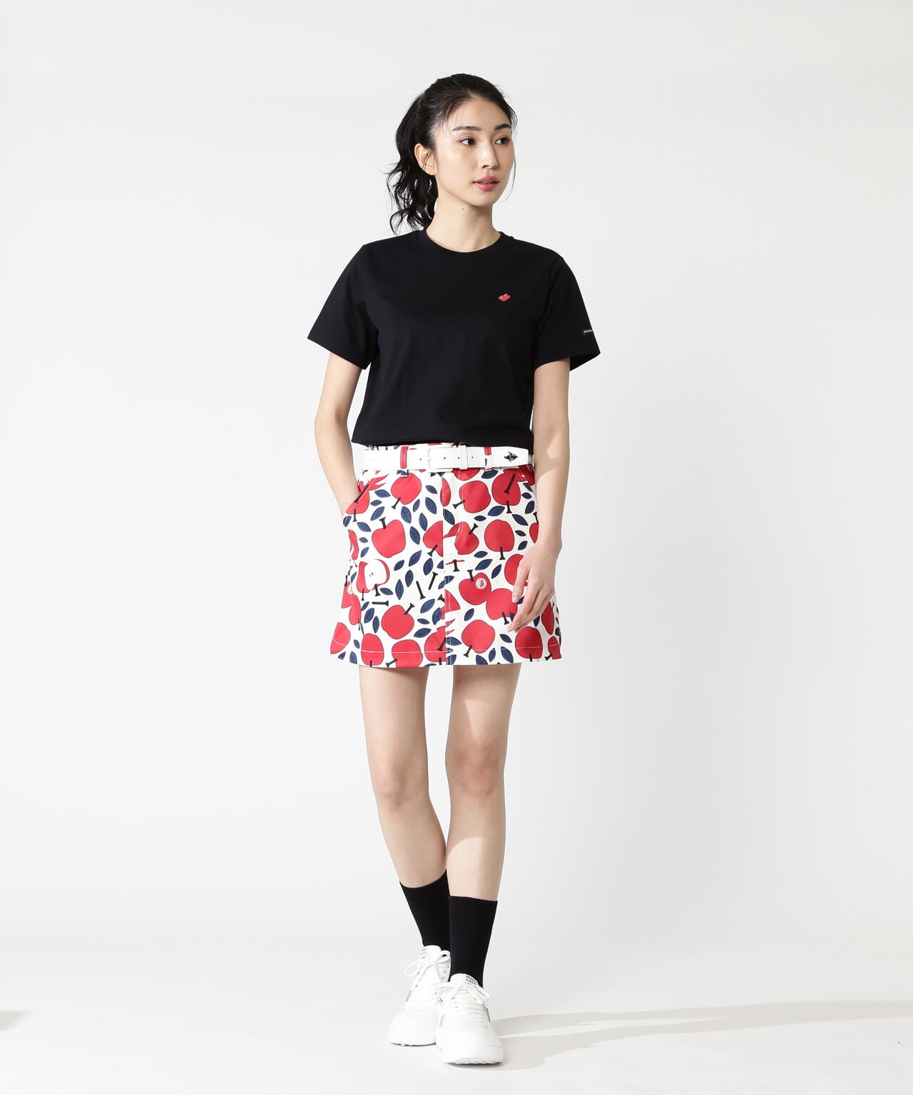 りんご総柄Peストレッチチノスカート