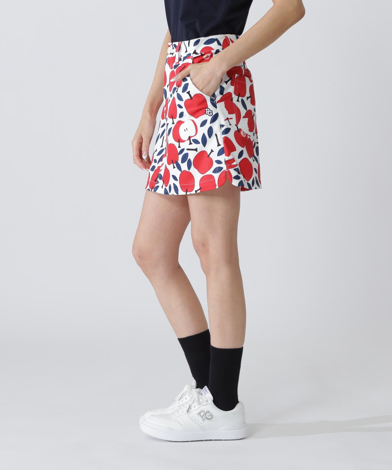 りんご総柄Peストレッチチノスカート