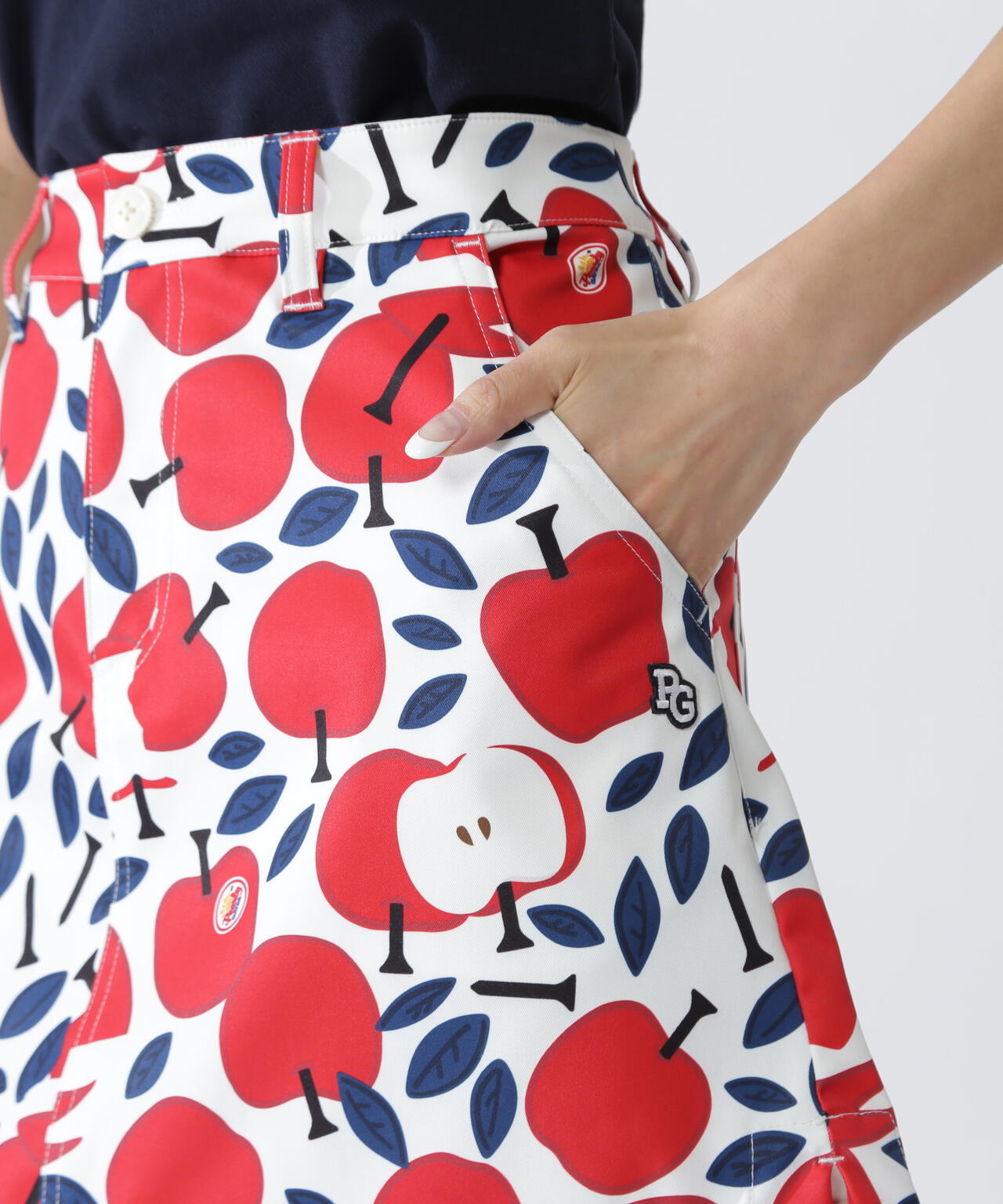 りんご総柄Peストレッチチノスカート