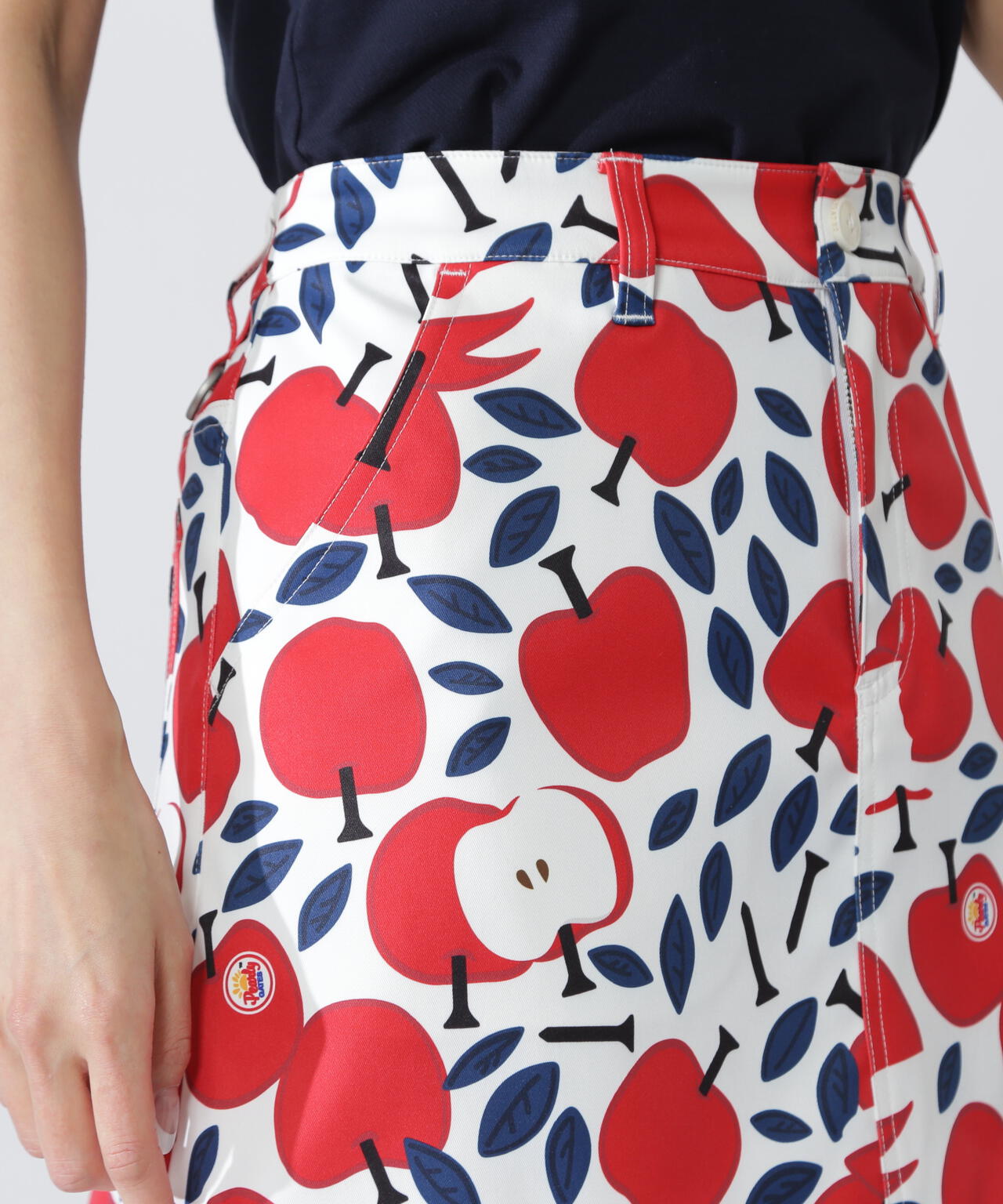 りんご総柄Peストレッチチノスカート