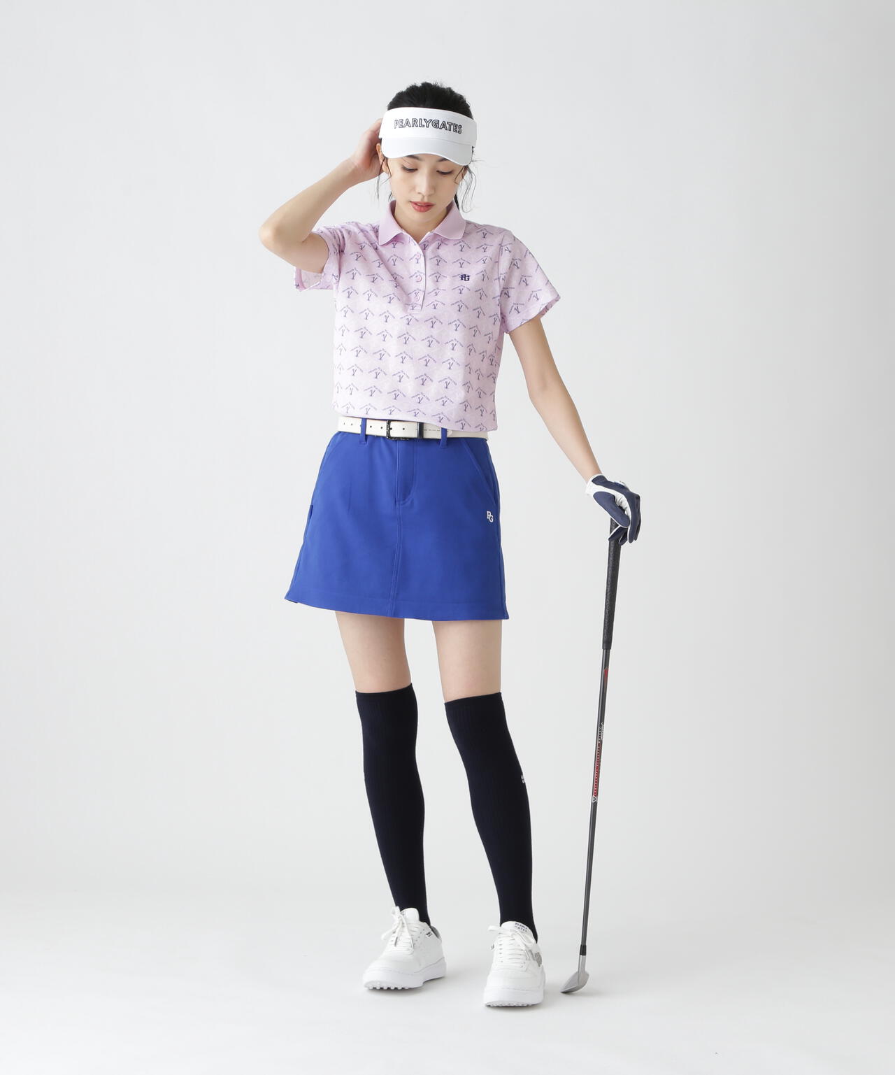 ロゴうさぎアーガイル柄プリント ベアカノコ半袖ポロシャツ