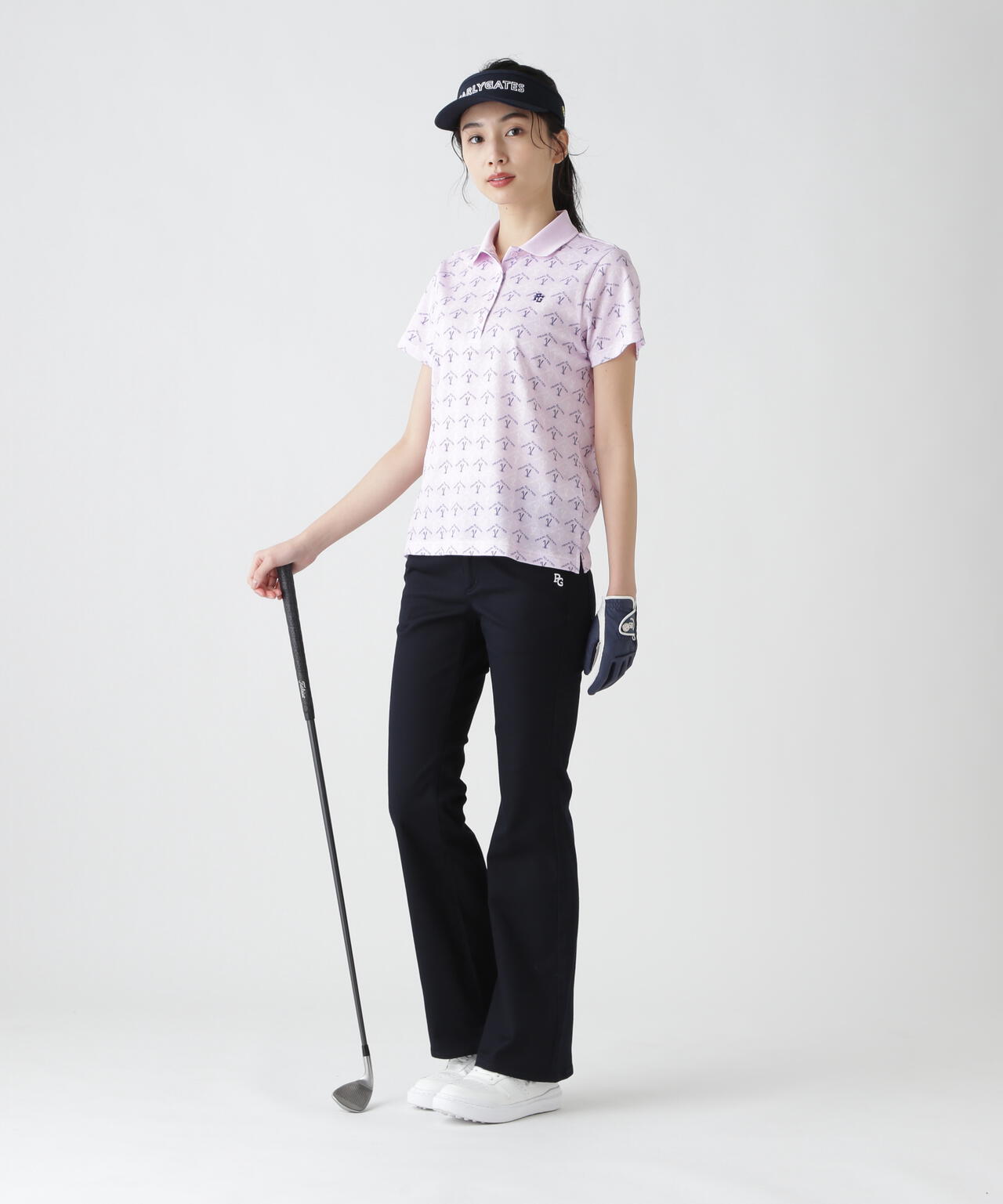 ロゴうさぎアーガイル柄プリント ベアカノコ半袖ポロシャツ