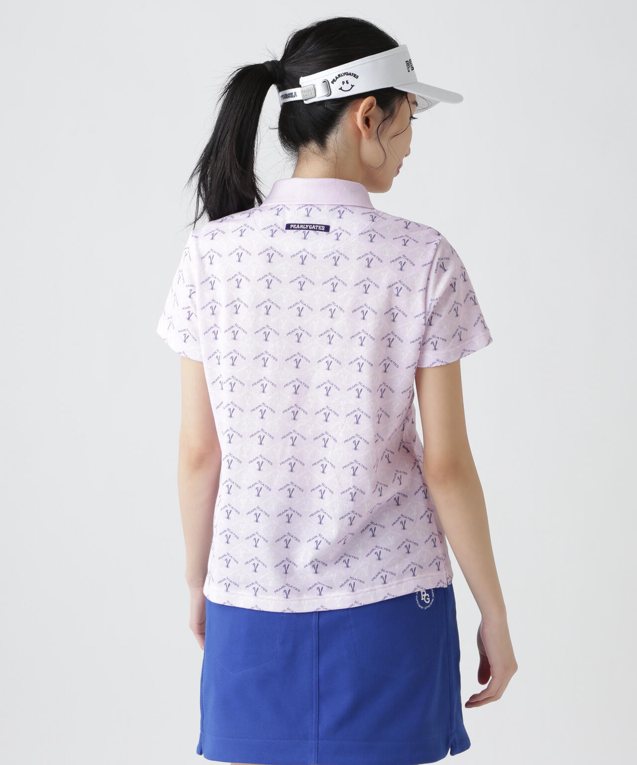 ロゴうさぎアーガイル柄プリント ベアカノコ半袖ポロシャツ