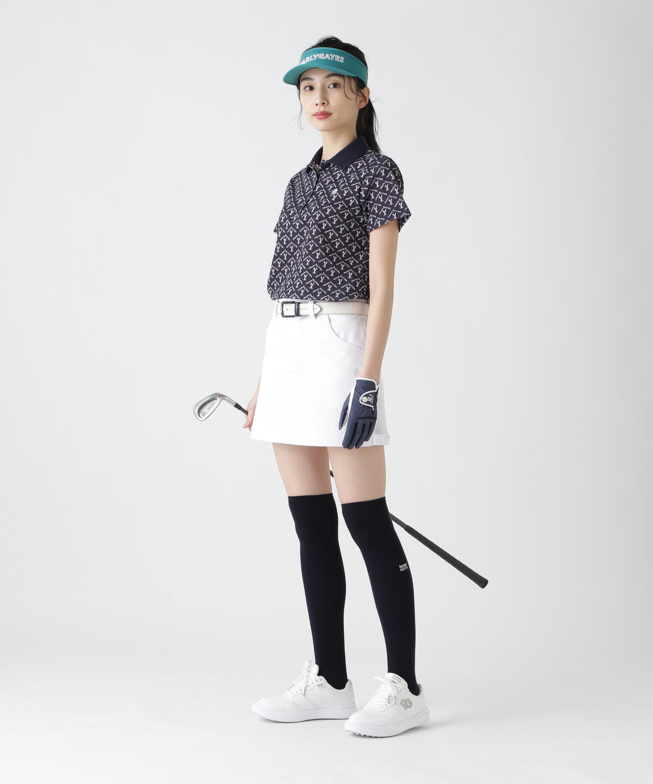 ロゴうさぎアーガイル柄プリント ベアカノコ半袖ポロシャツ