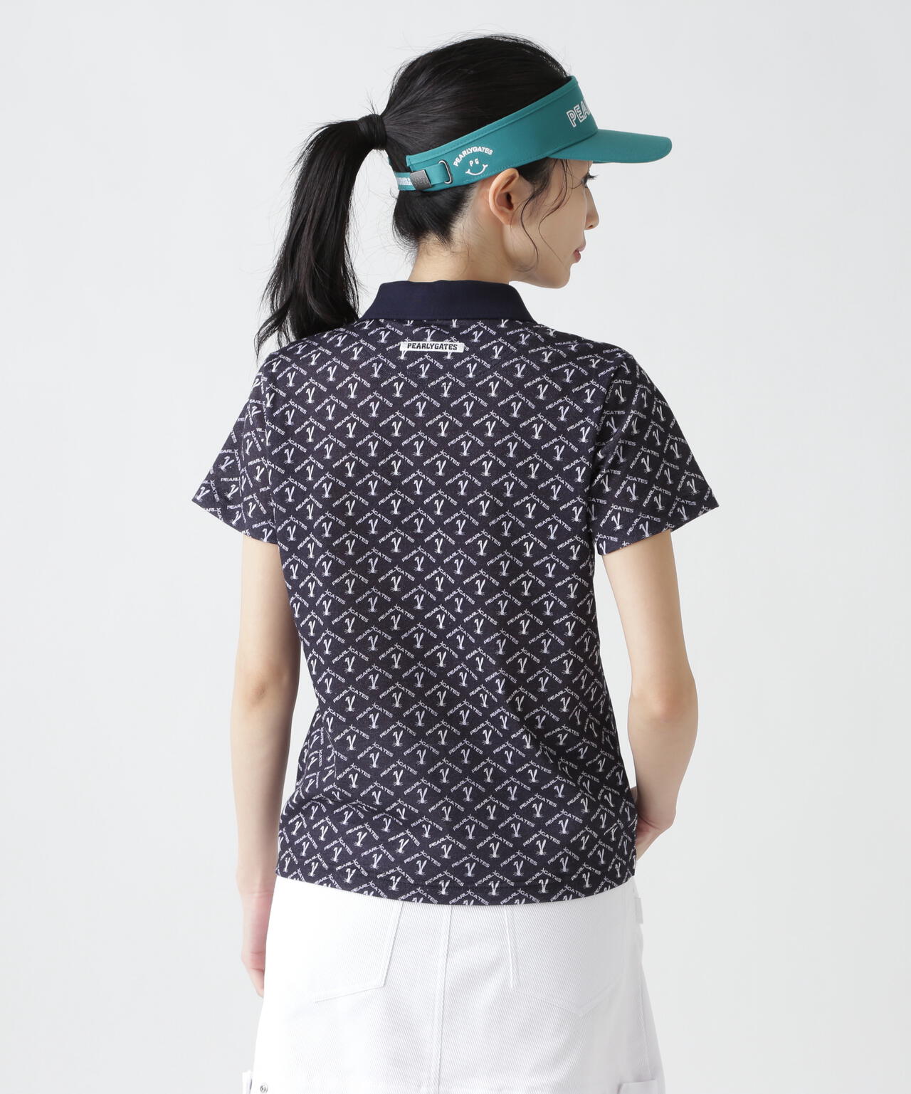 ロゴうさぎアーガイル柄プリント ベアカノコ半袖ポロシャツ