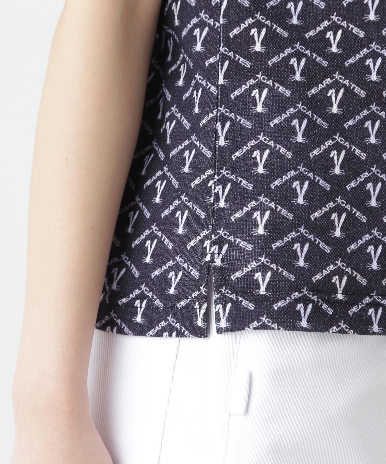 ロゴうさぎアーガイル柄プリント ベアカノコ半袖ポロシャツ