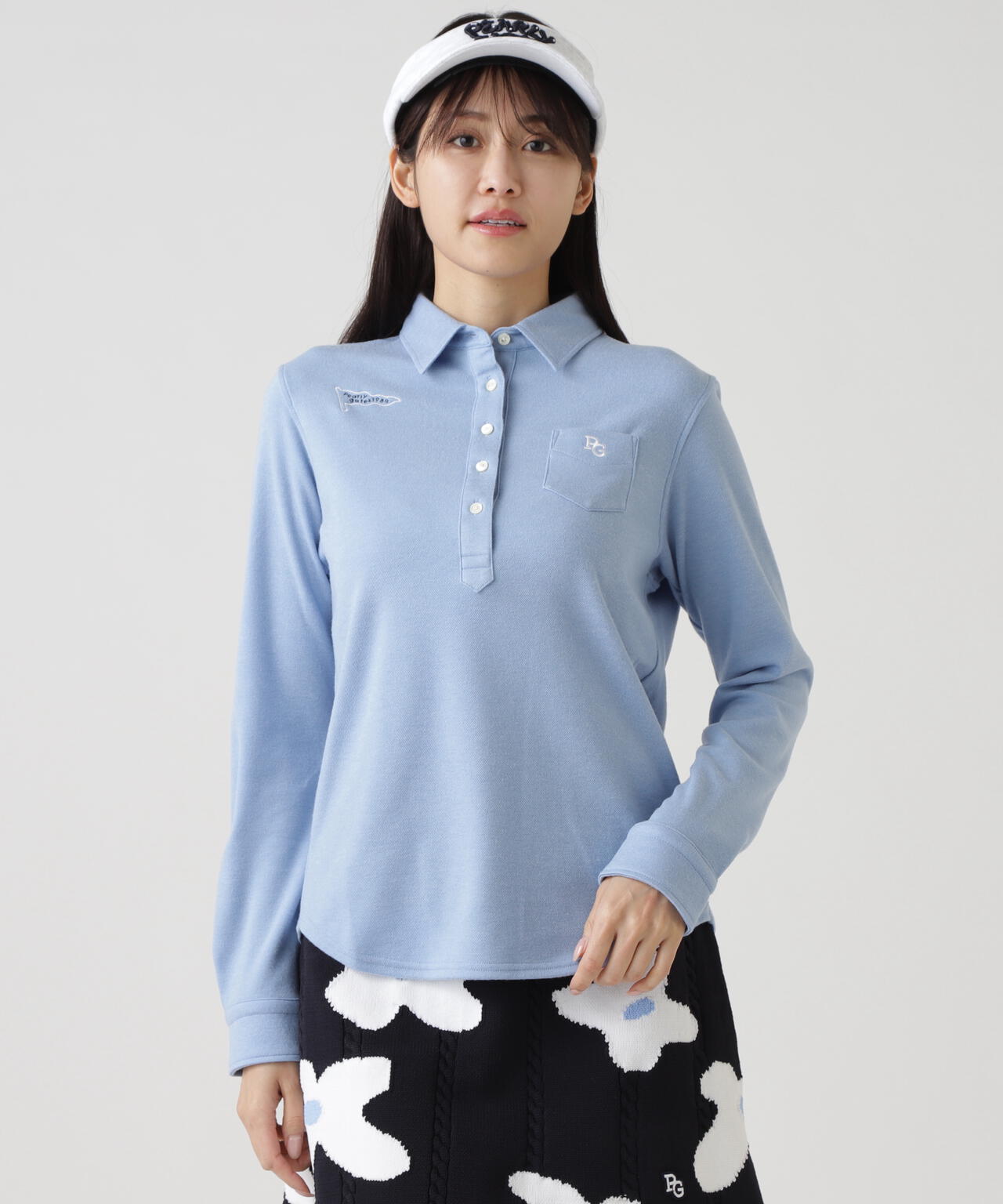 パーリーゲイツ 総柄鹿の子ポロ　サイズ0 ブルー 鹿の子 半袖ポロシャツ(半袖シャツ・ポロシャツ)|PEARLY GATES